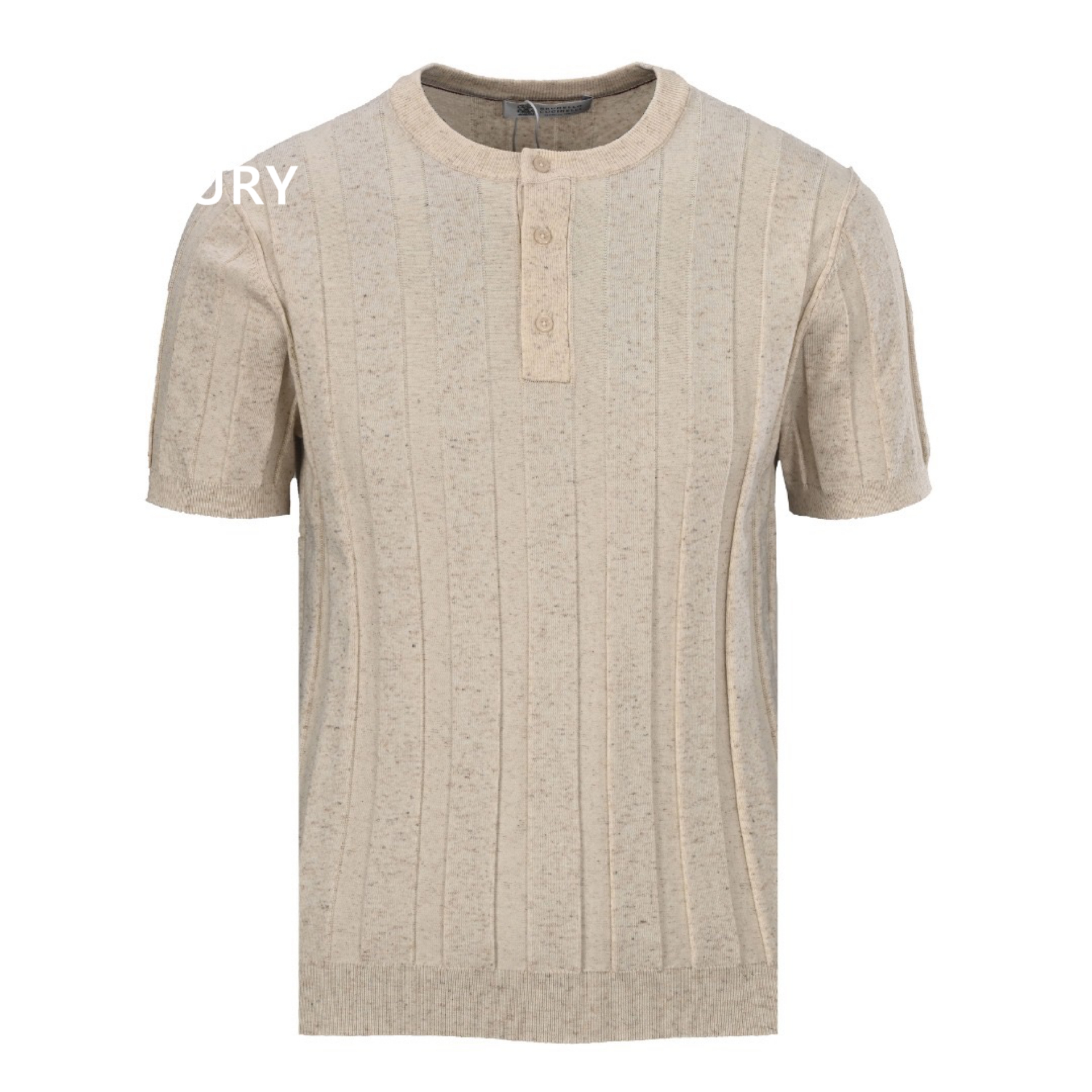 BRUNELLO CUCINELLI Knitted short-sleeved shirt Apricot