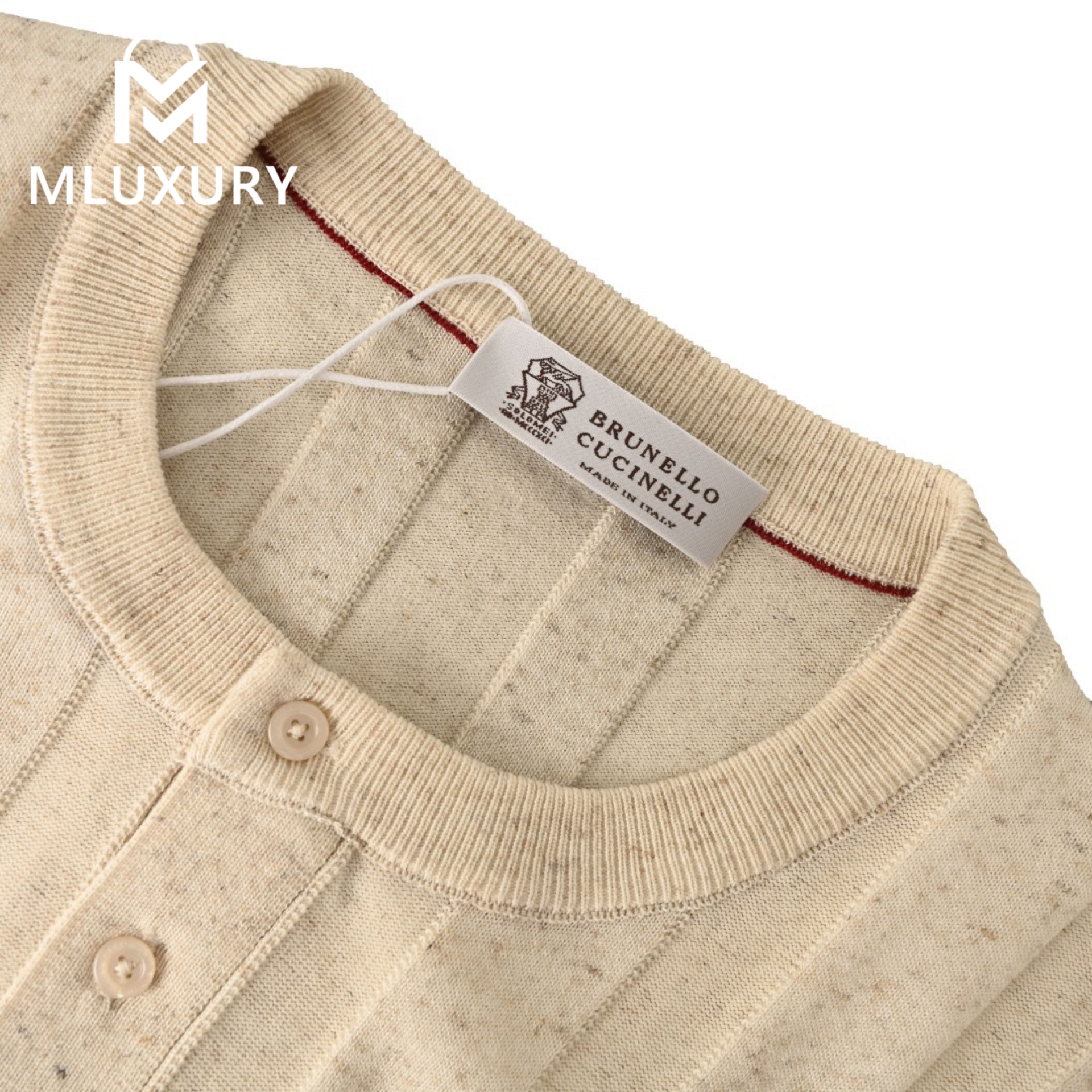 BRUNELLO CUCINELLI Knitted short-sleeved shirt Apricot