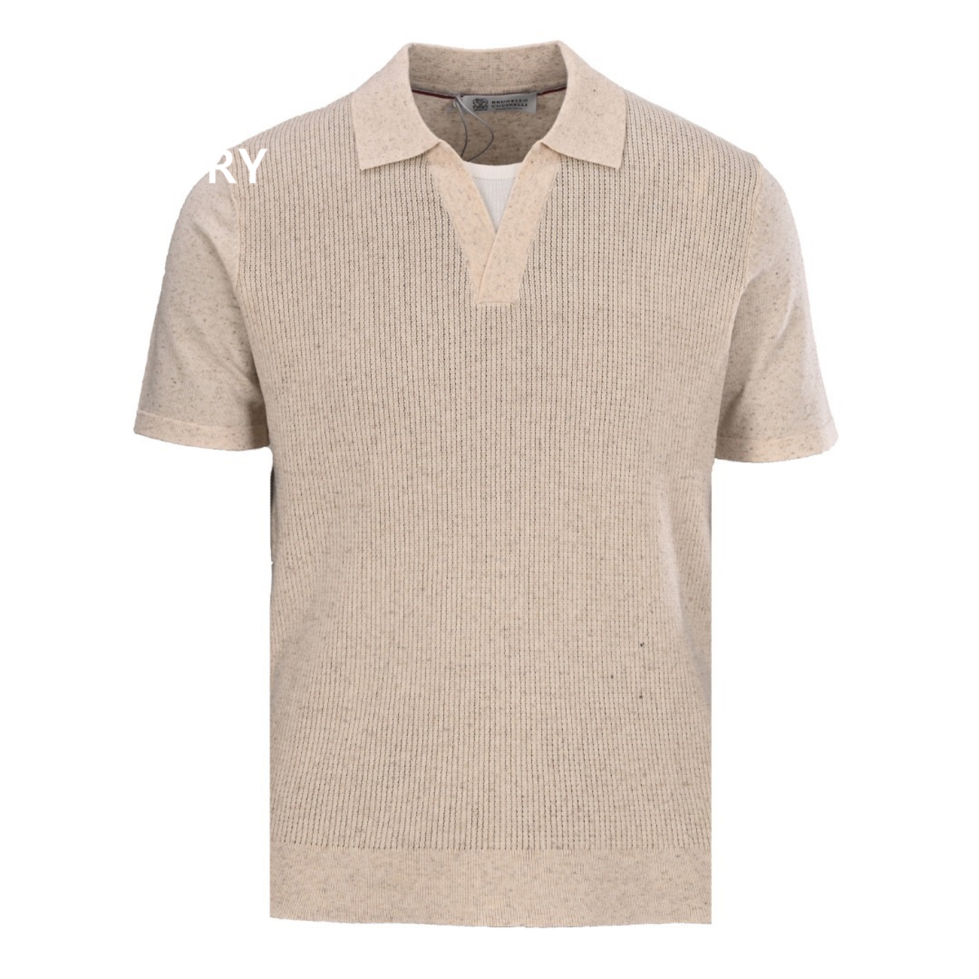 BRUNELLO CUCINELLI Knitted short-sleeved shirt Ashy Apricot