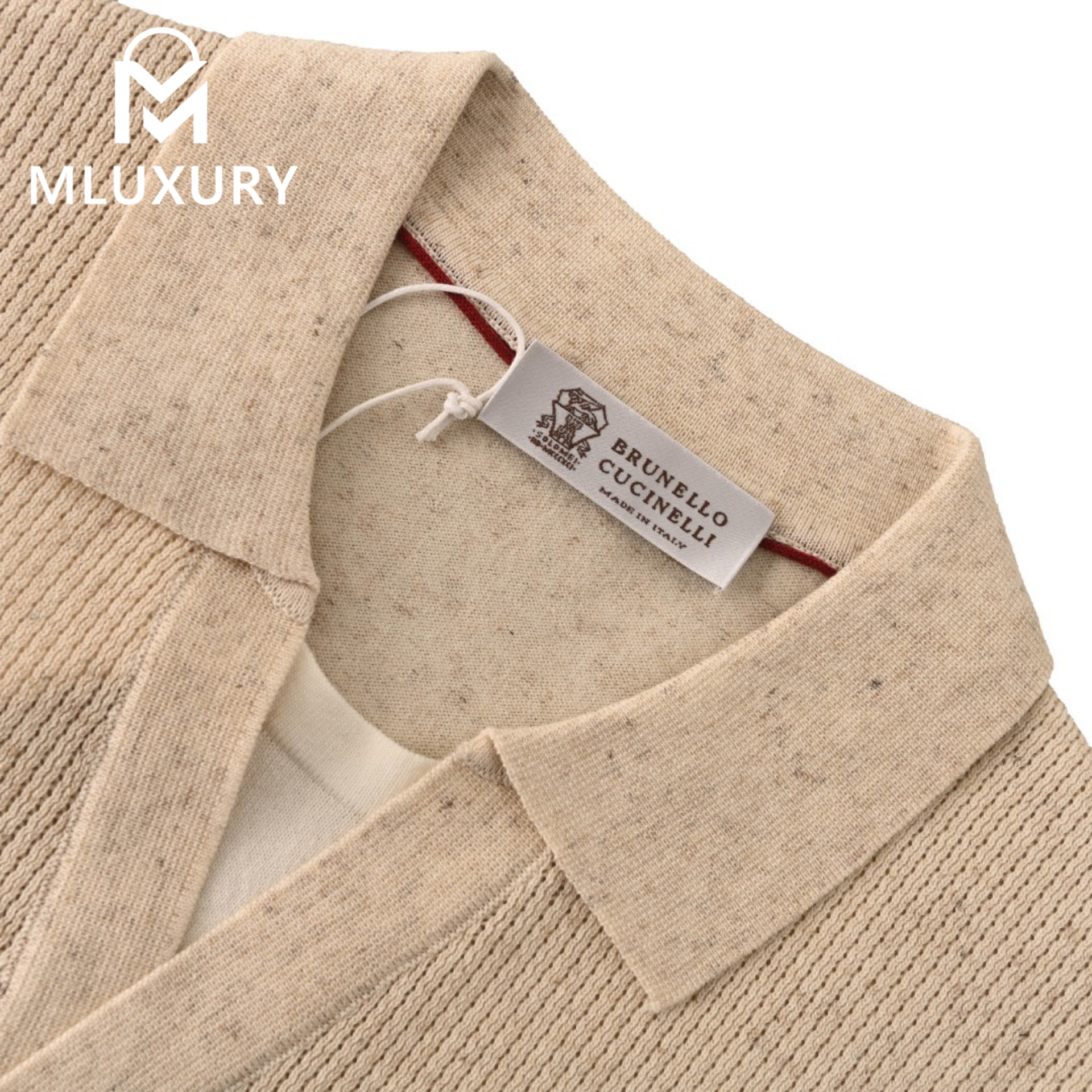 BRUNELLO CUCINELLI Knitted short-sleeved shirt Ashy Apricot