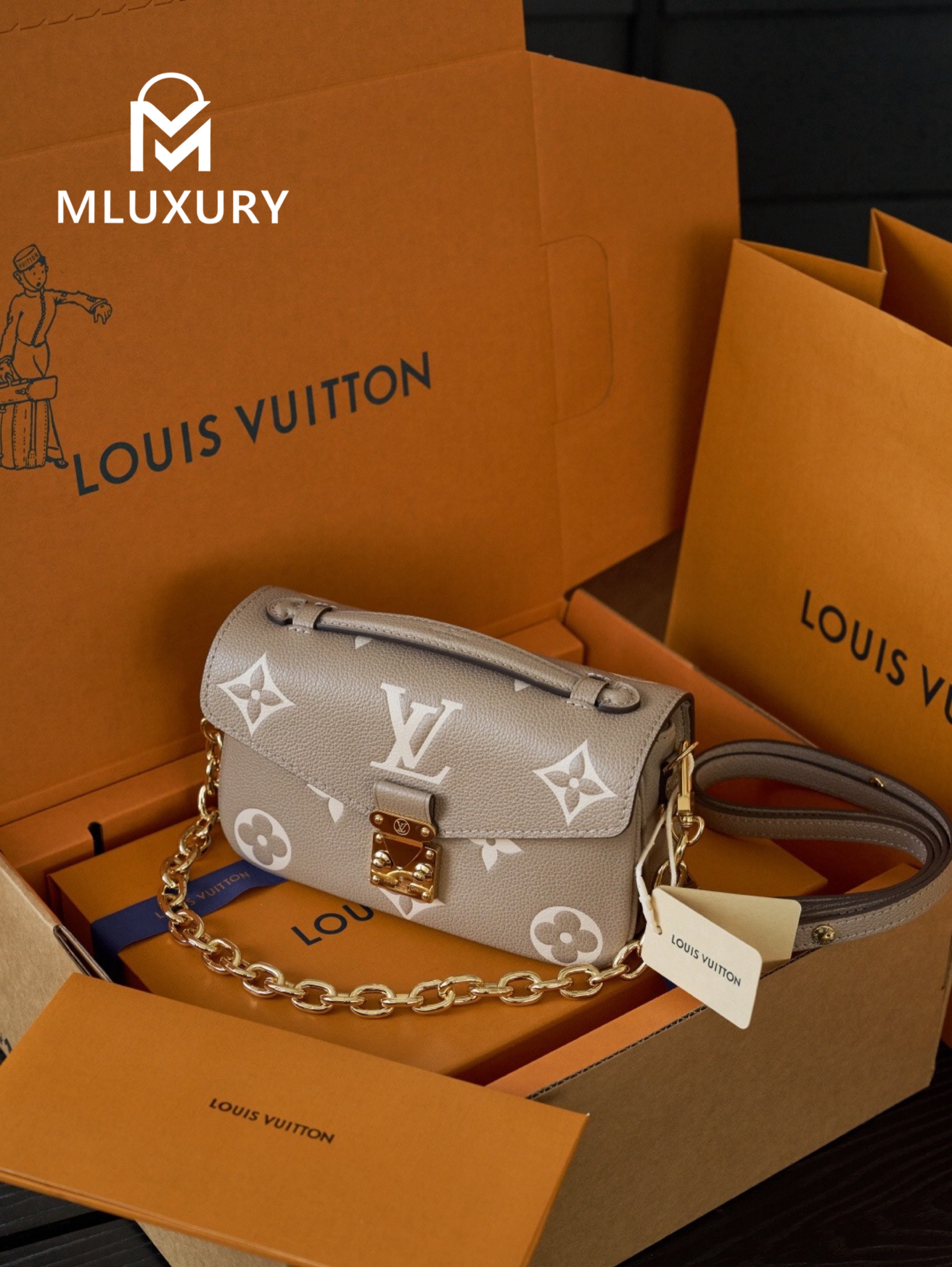 LOUIS VUITTON POCHETTE METIS EAST WEST , Elephant Grey