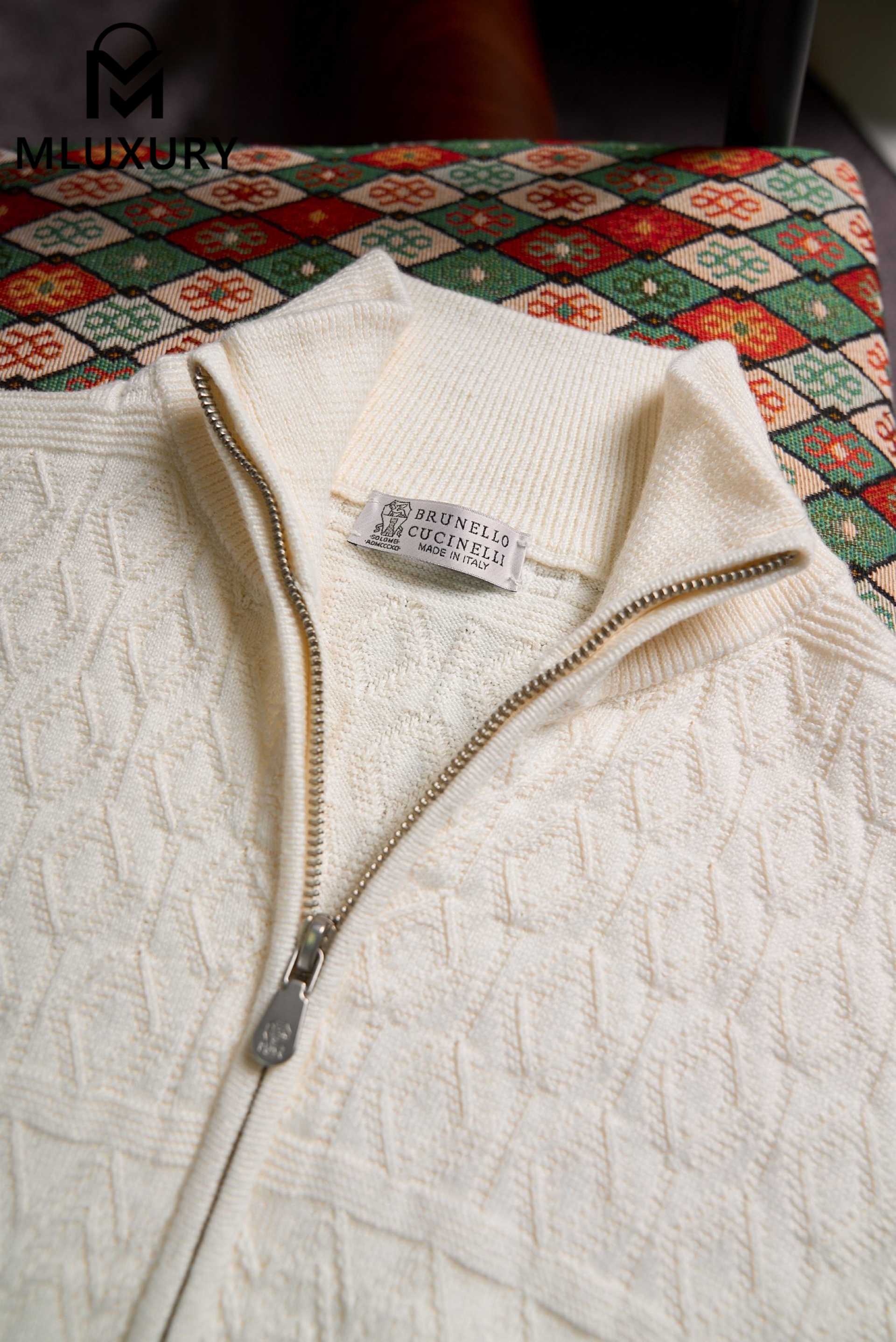BRUNELLO CUCINELLI Stand-up collar zip-up knit cardigan
