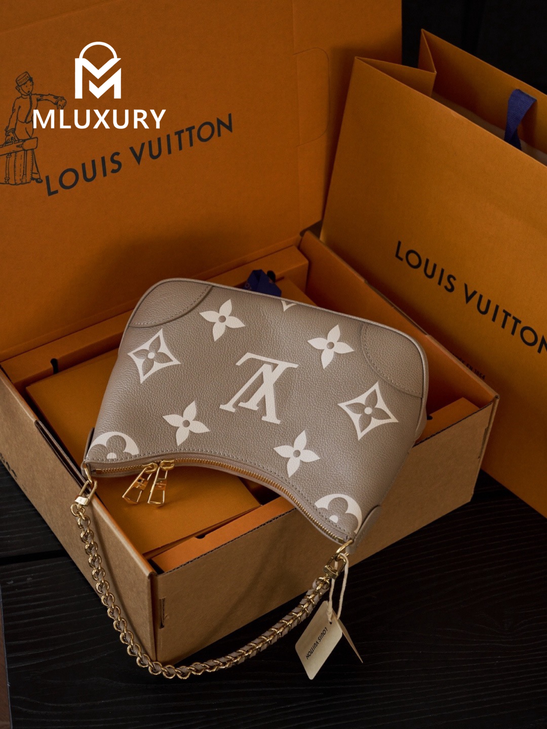 LOUIS VUITTON BOULOGNE (small size), Original Calfskin, Elephant Gray