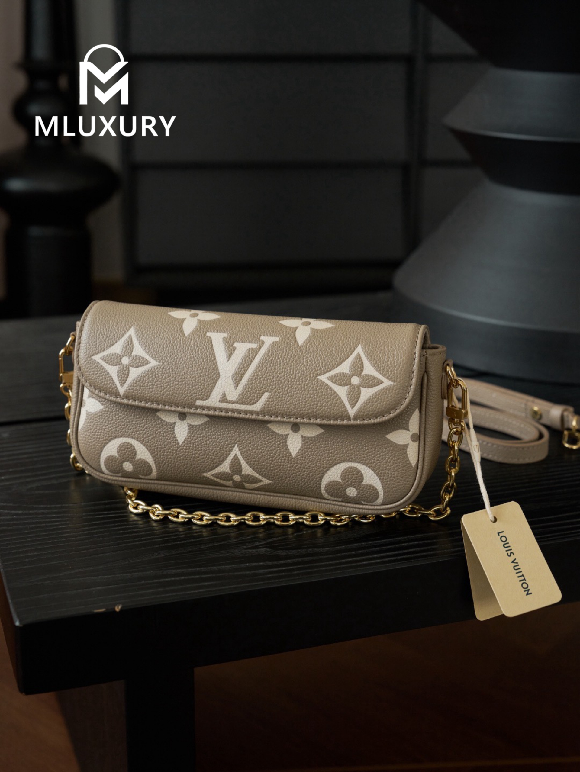 LOUIS VUITTON WALLET ON CHAIN ​​IVY ,Elephant Grey , Calfskin