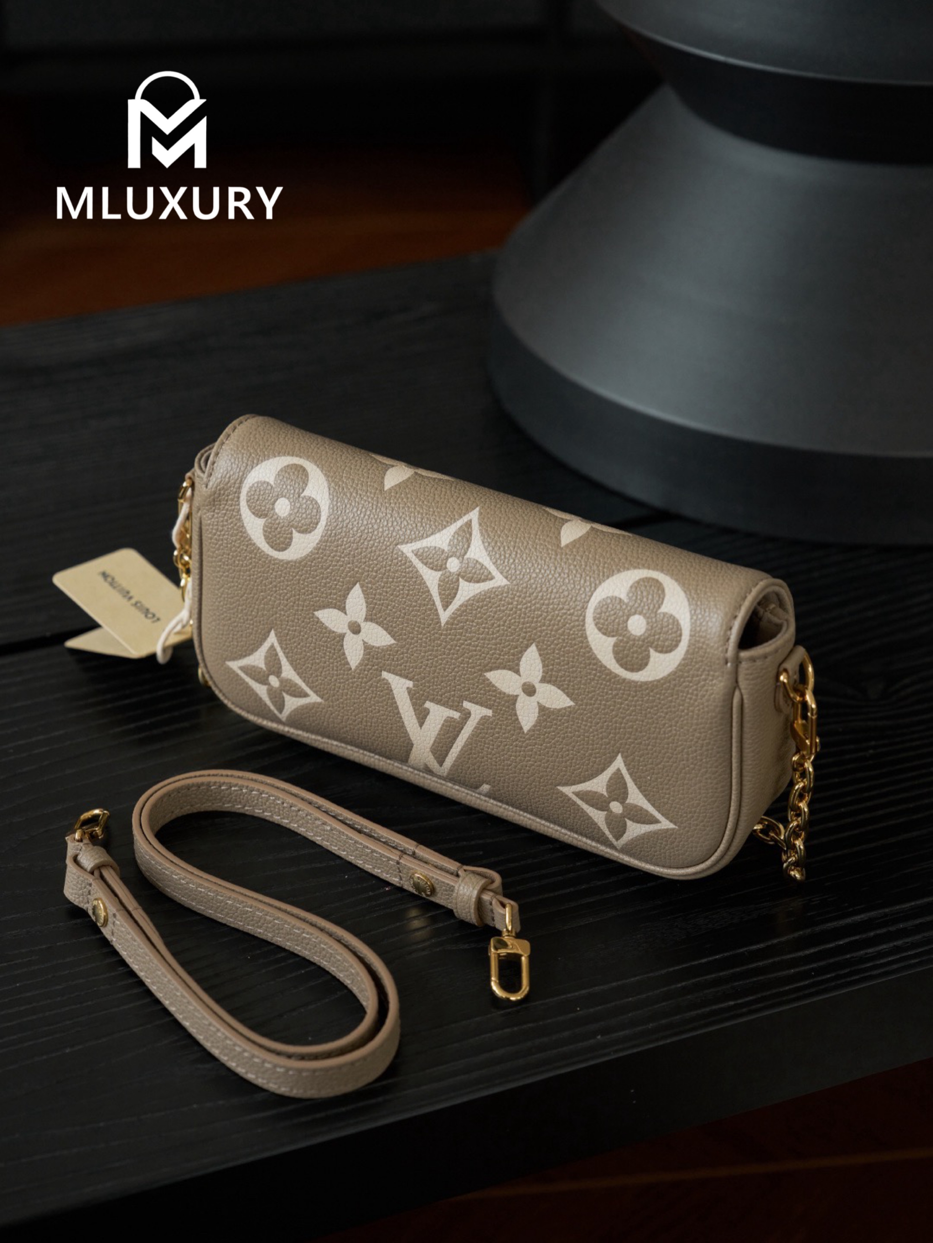 LOUIS VUITTON WALLET ON CHAIN ​​IVY ,Elephant Grey , Calfskin