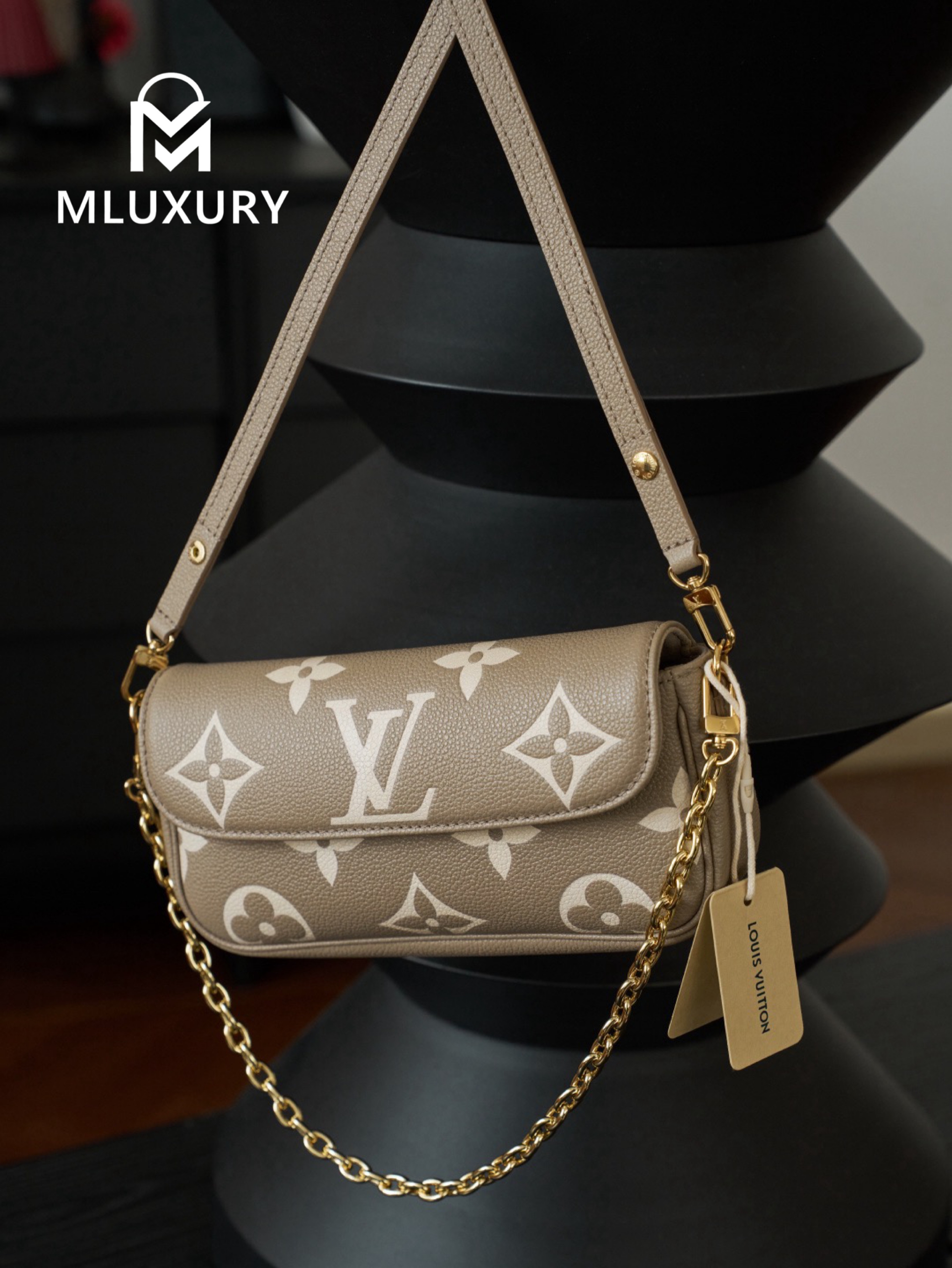 LOUIS VUITTON WALLET ON CHAIN ​​IVY ,Elephant Grey , Calfskin
