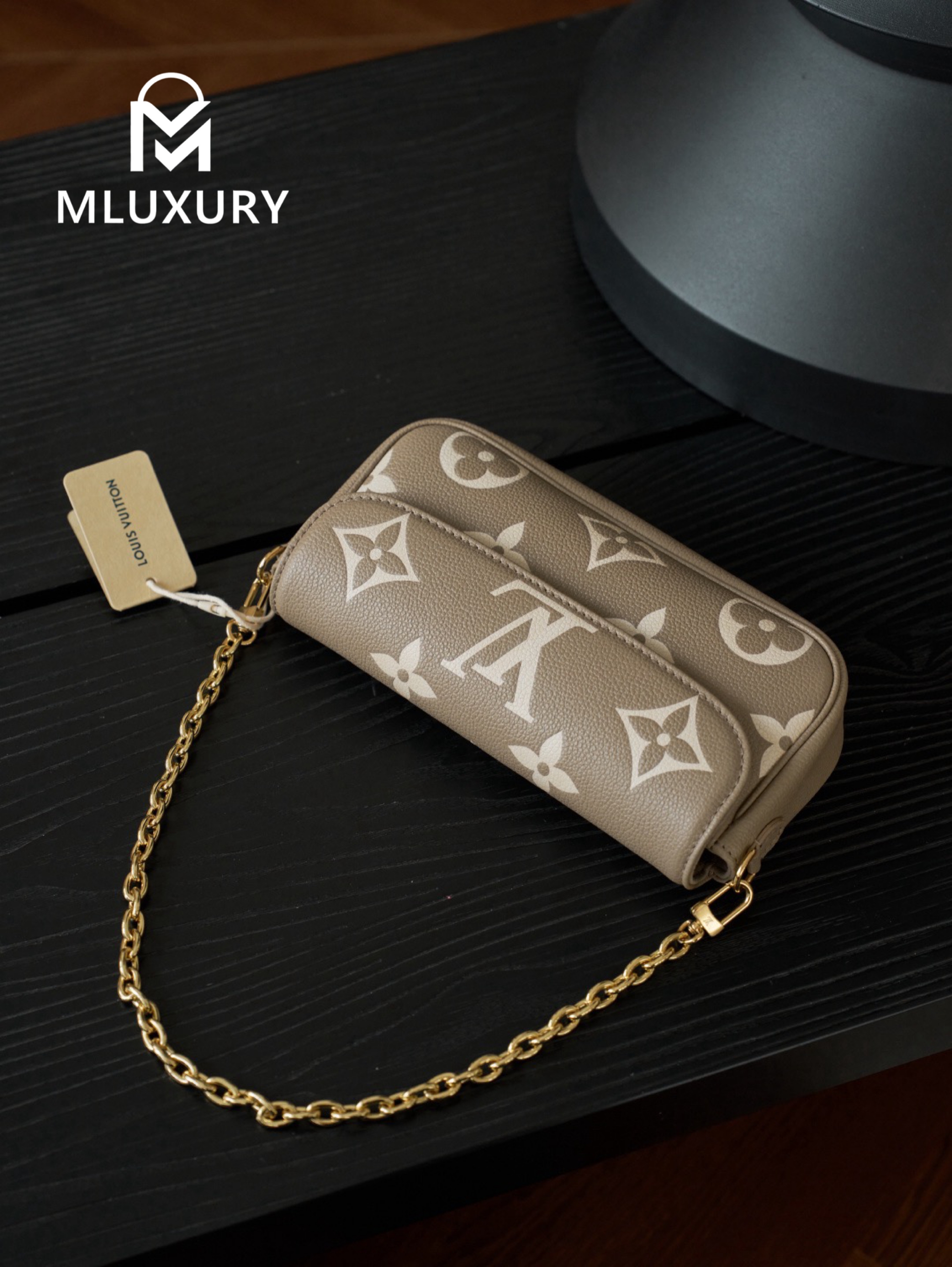 LOUIS VUITTON WALLET ON CHAIN ​​IVY ,Elephant Grey , Calfskin