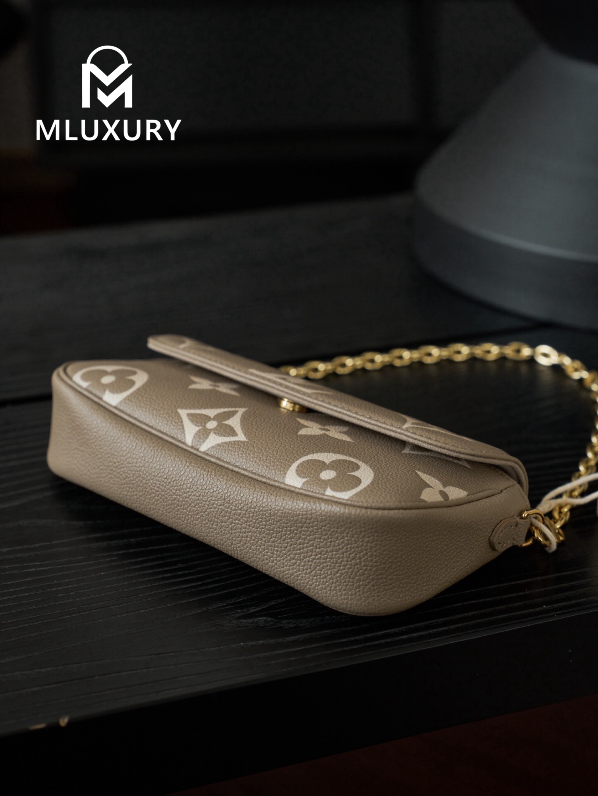 LOUIS VUITTON WALLET ON CHAIN ​​IVY ,Elephant Grey , Calfskin