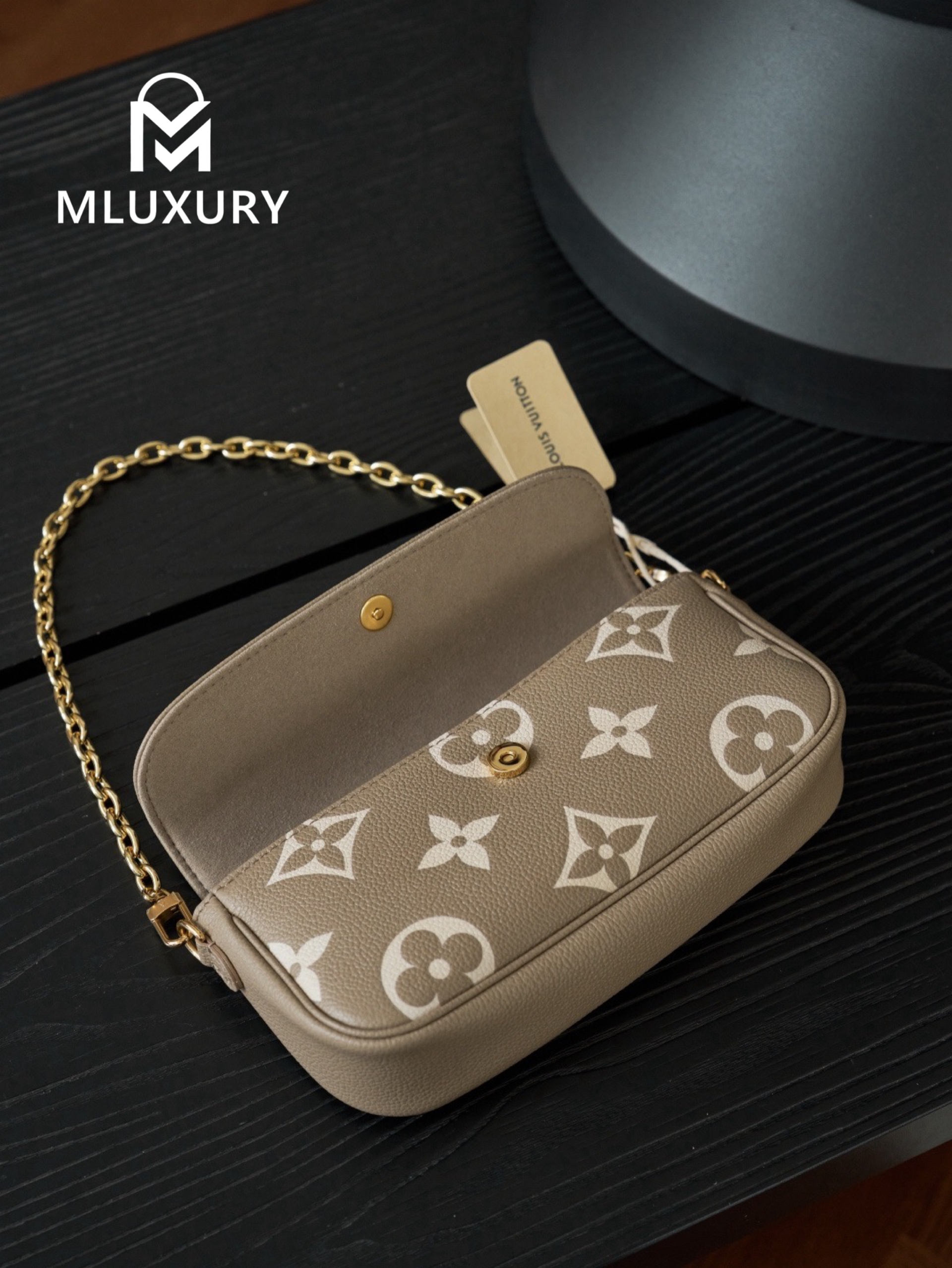 LOUIS VUITTON WALLET ON CHAIN ​​IVY ,Elephant Grey , Calfskin