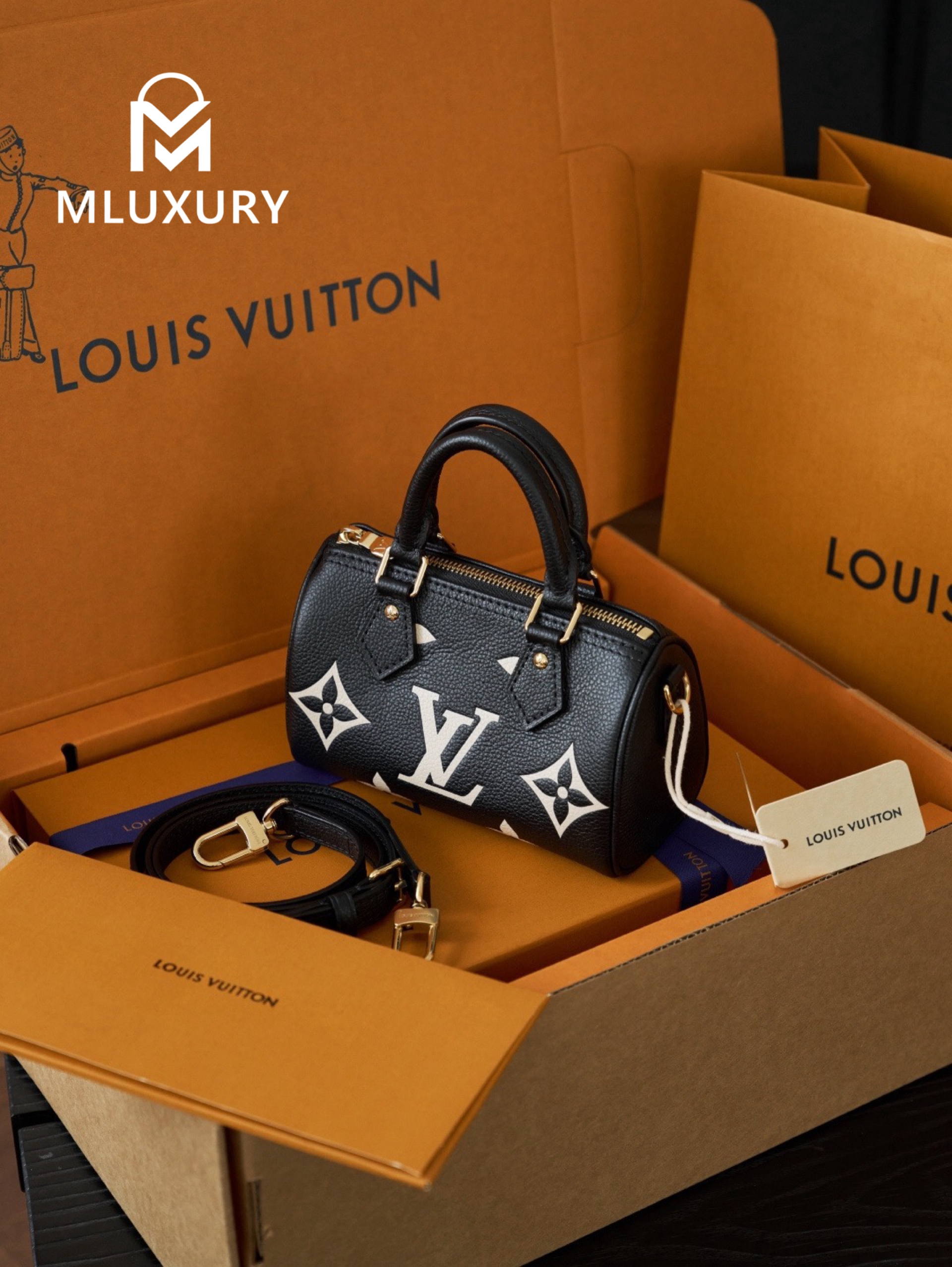 LOUIS VUITTON NANO SPEEDY Handbag, Black
