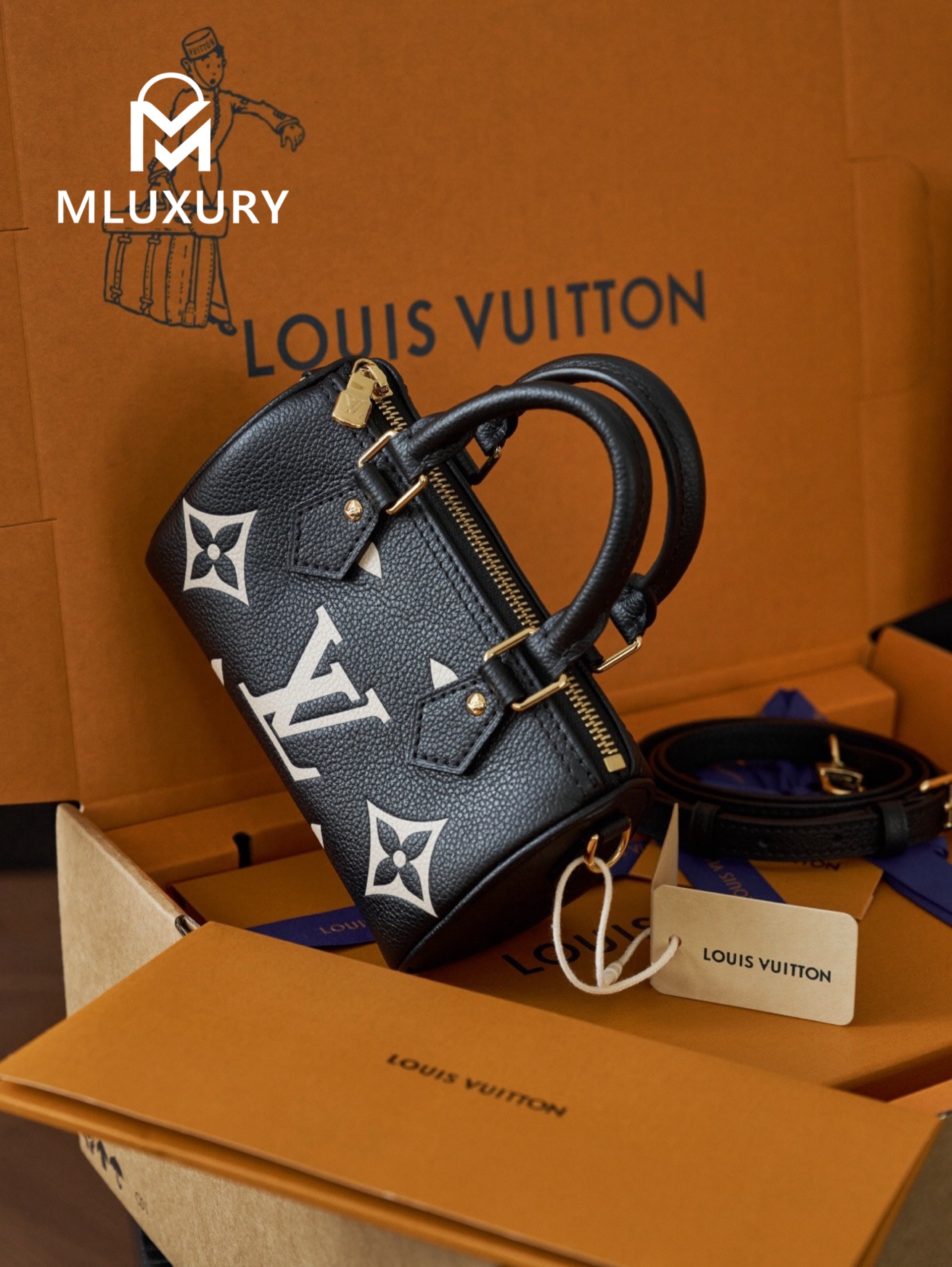 LOUIS VUITTON NANO SPEEDY Handbag, Black