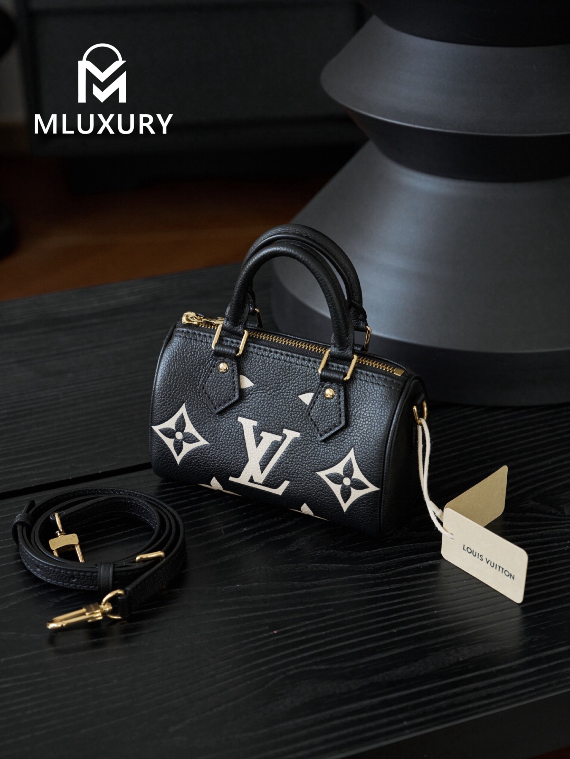 LOUIS VUITTON NANO SPEEDY Handbag, Black
