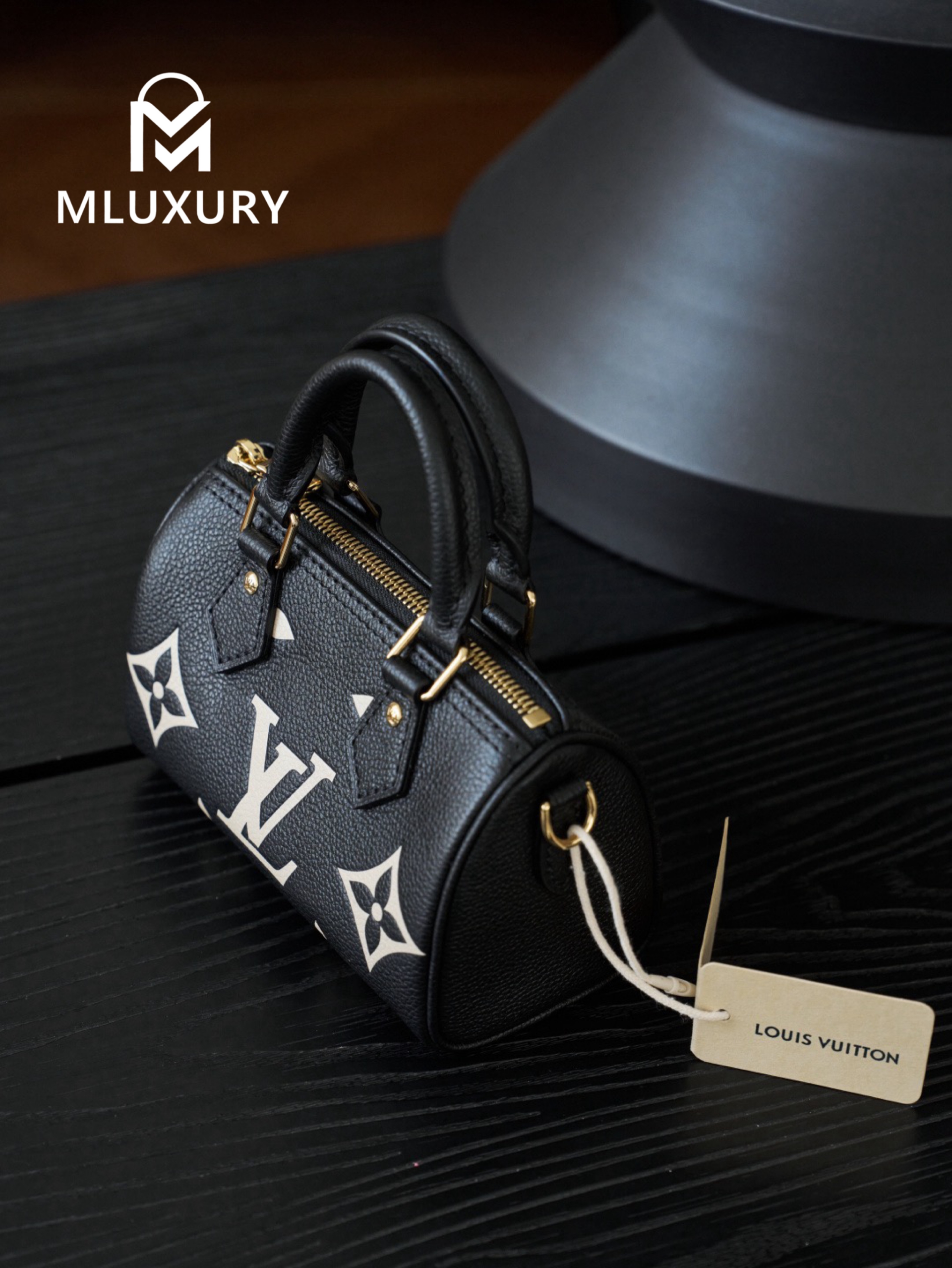 LOUIS VUITTON NANO SPEEDY Handbag, Black