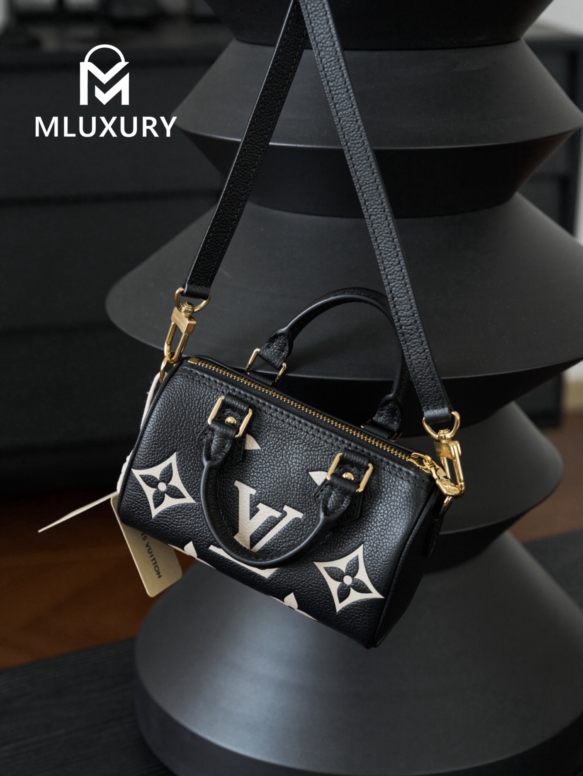 LOUIS VUITTON NANO SPEEDY Handbag, Black