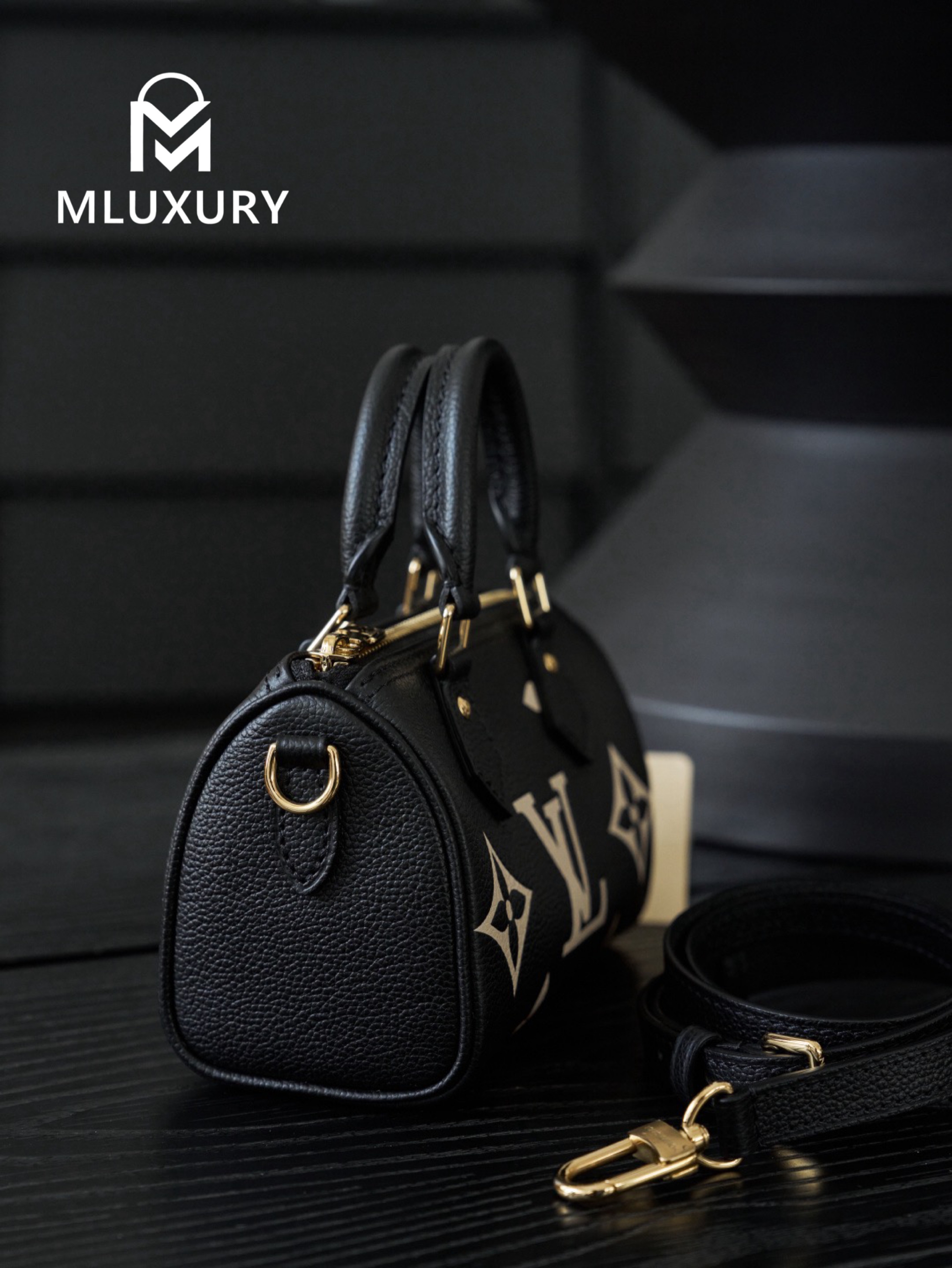 LOUIS VUITTON NANO SPEEDY Handbag, Black