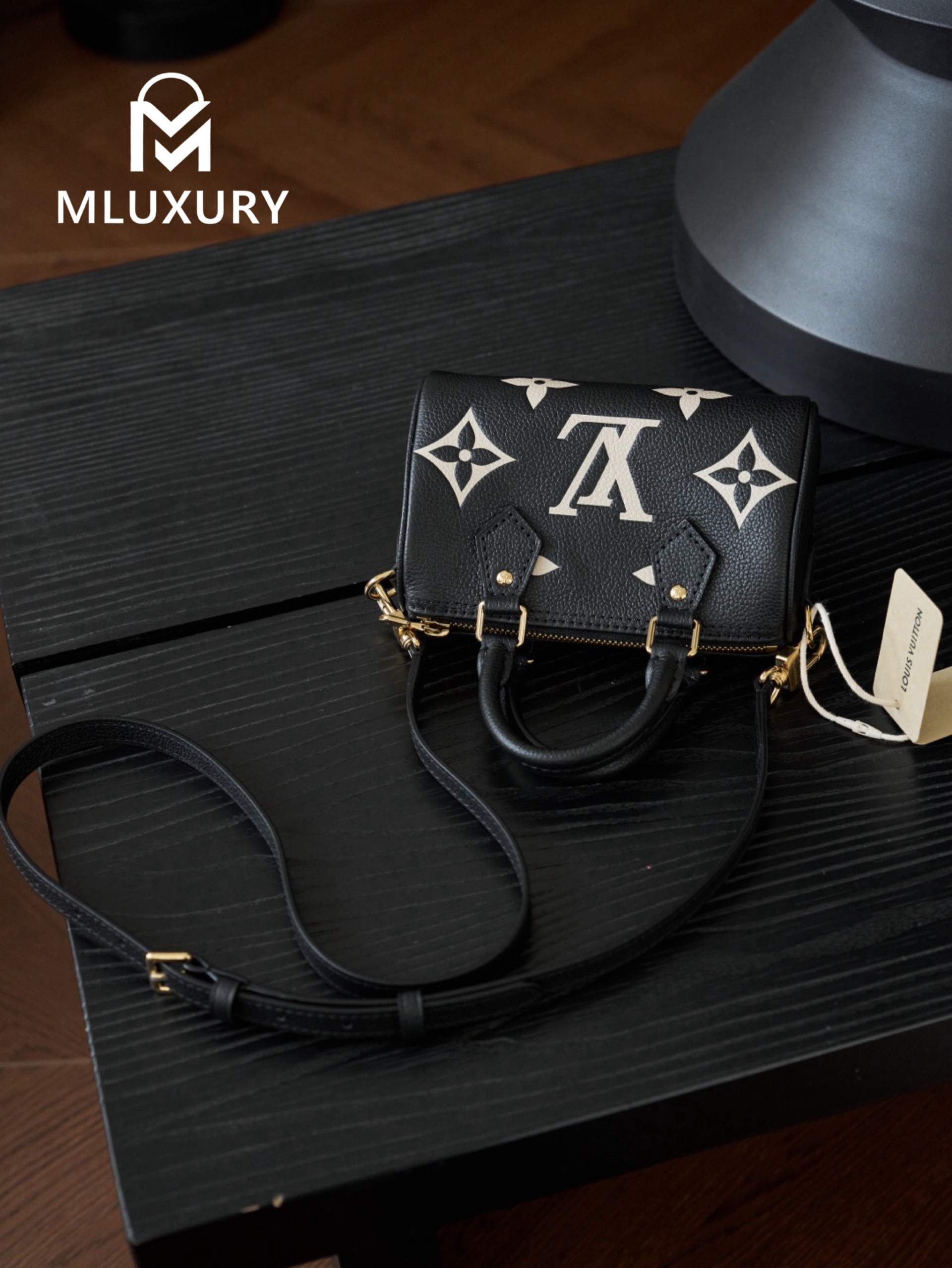 LOUIS VUITTON NANO SPEEDY Handbag, Black