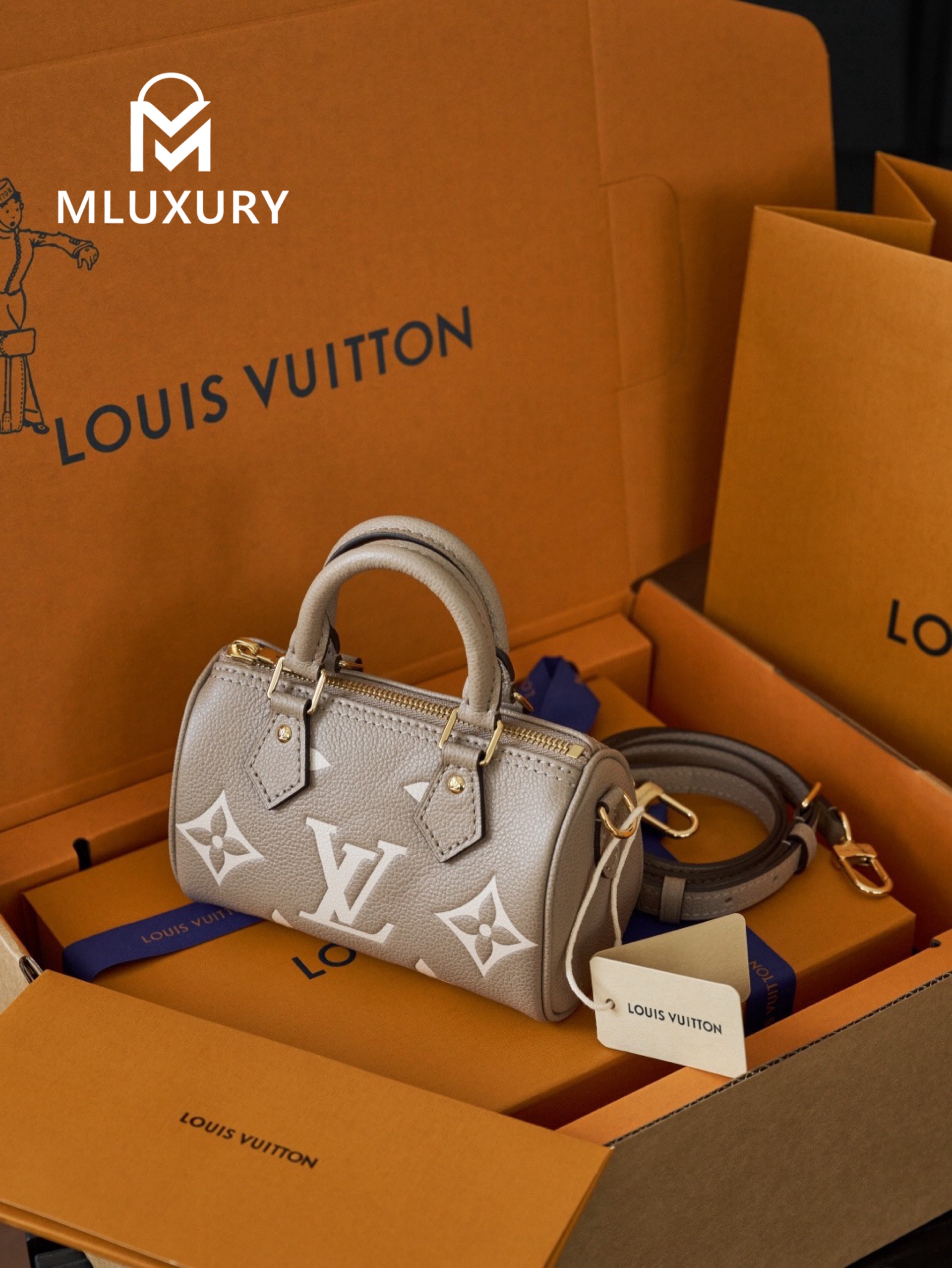 LOUIS VUITTON NANO SPEEDY Handbag, Elephant Grey