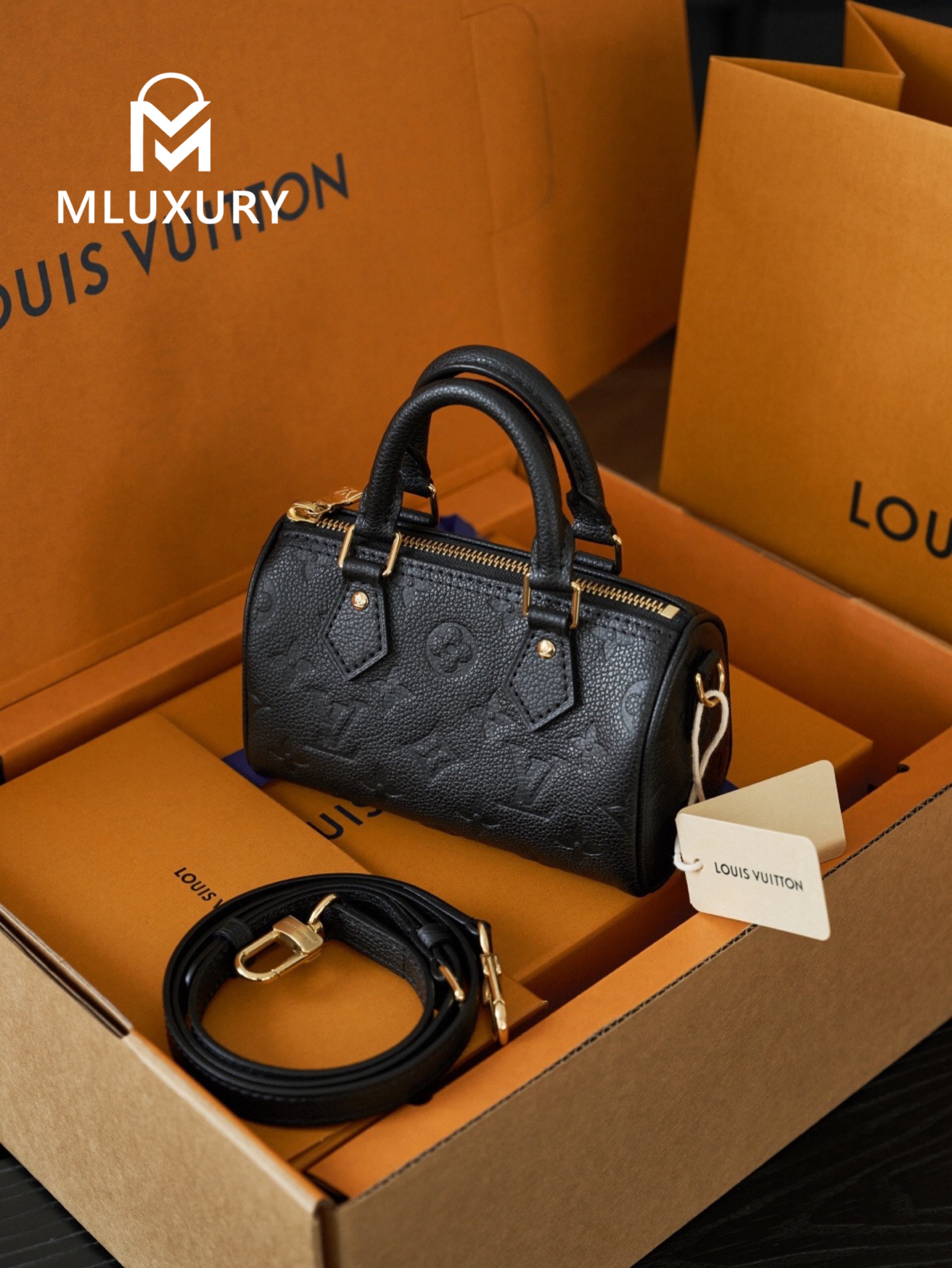 LOUIS VUITTON NANO SPEEDY Handbag, Black