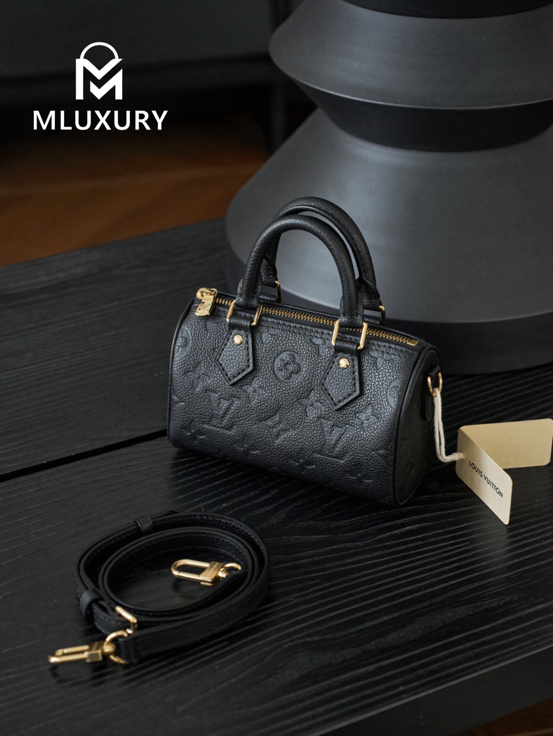 LOUIS VUITTON NANO SPEEDY Handbag, Black