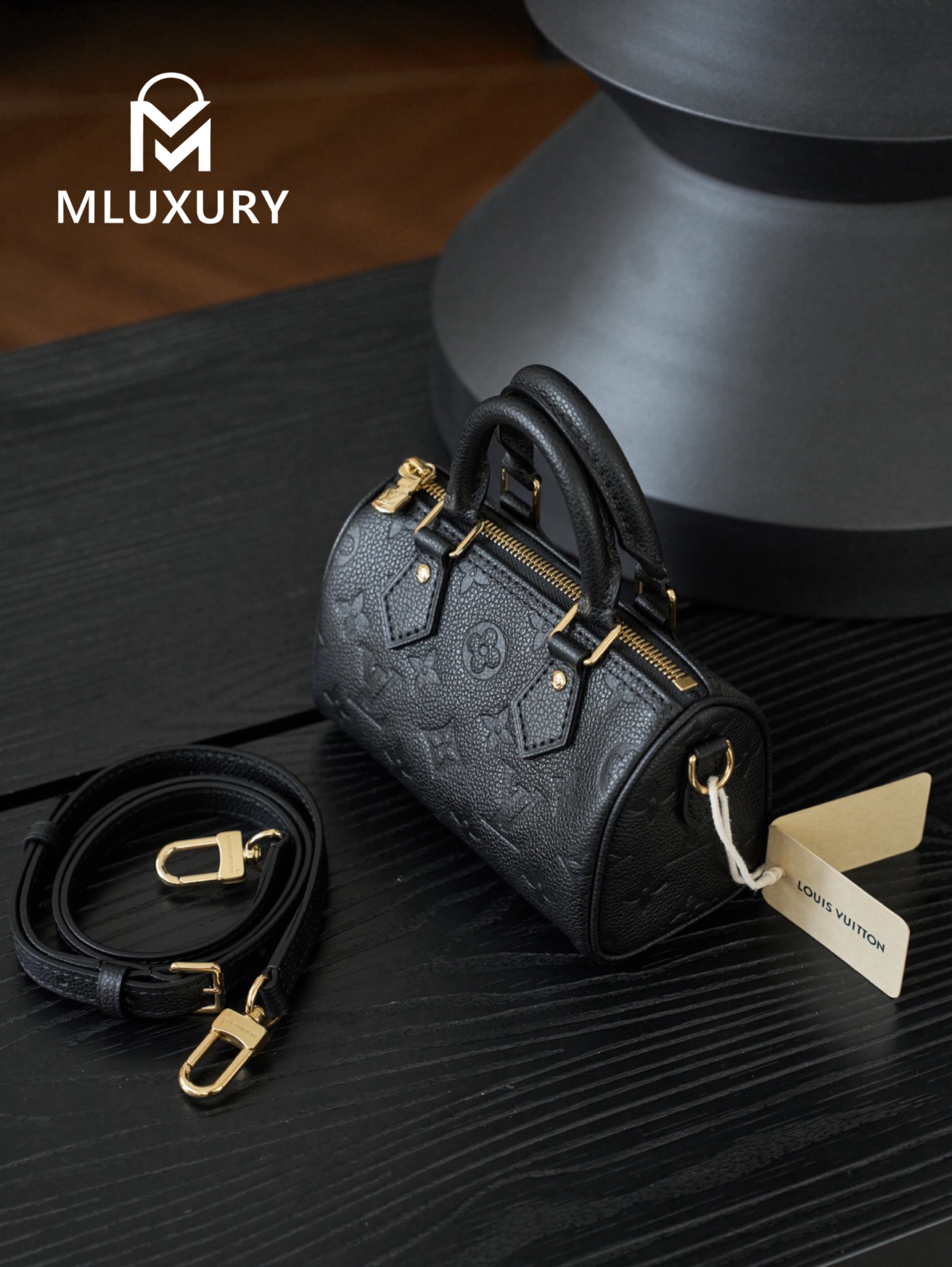 LOUIS VUITTON NANO SPEEDY Handbag, Black