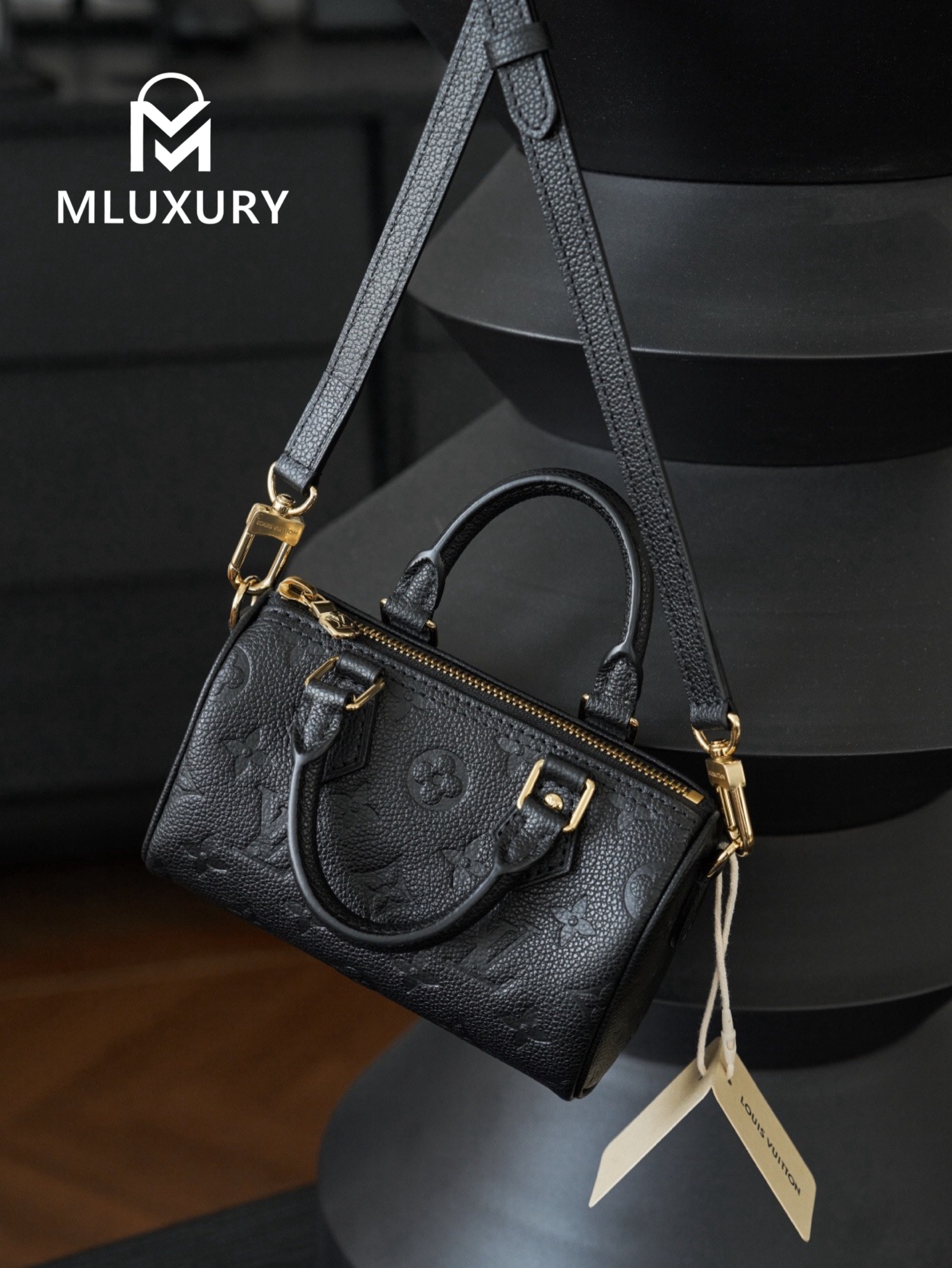 LOUIS VUITTON NANO SPEEDY Handbag, Black