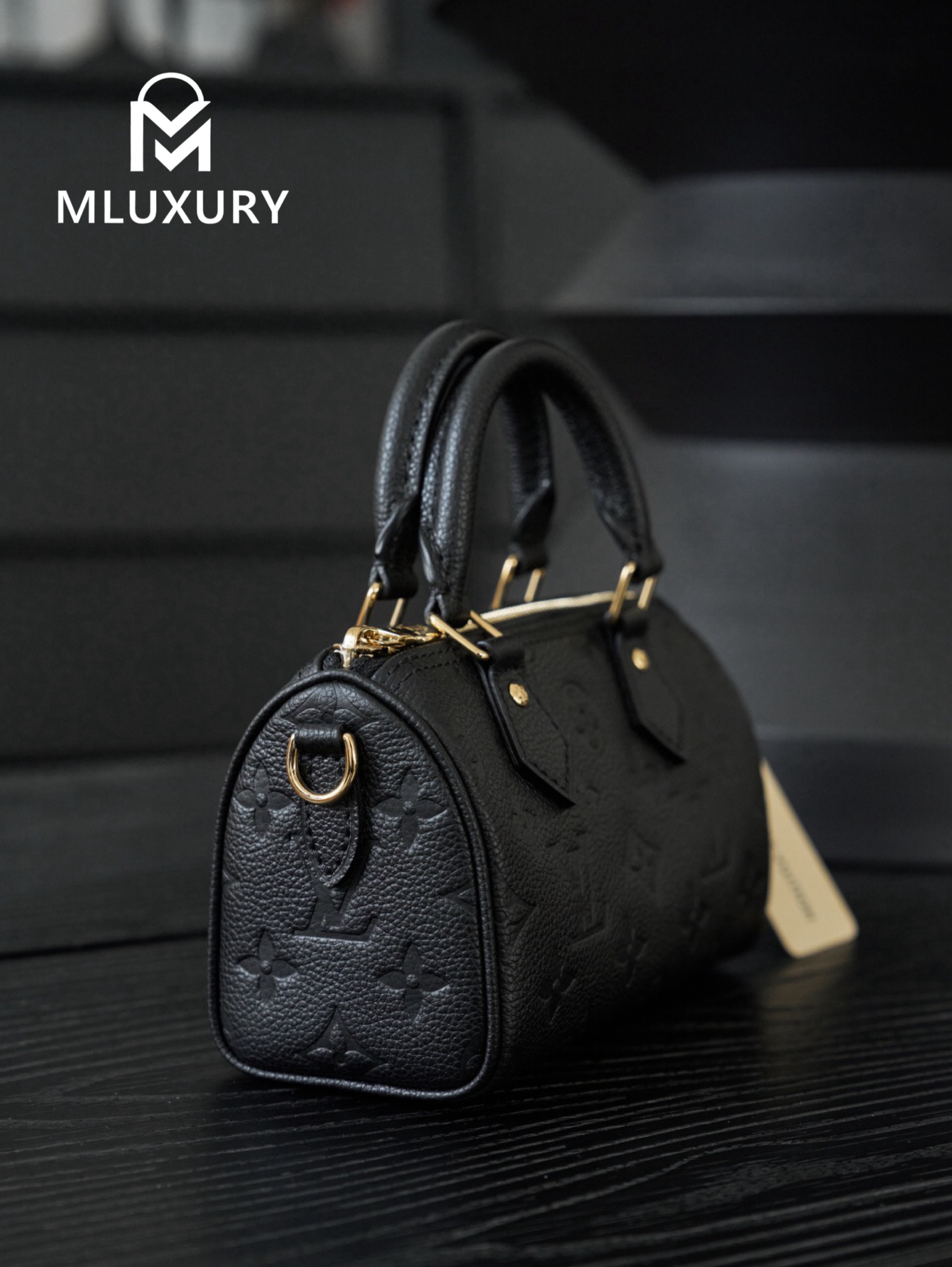 LOUIS VUITTON NANO SPEEDY Handbag, Black