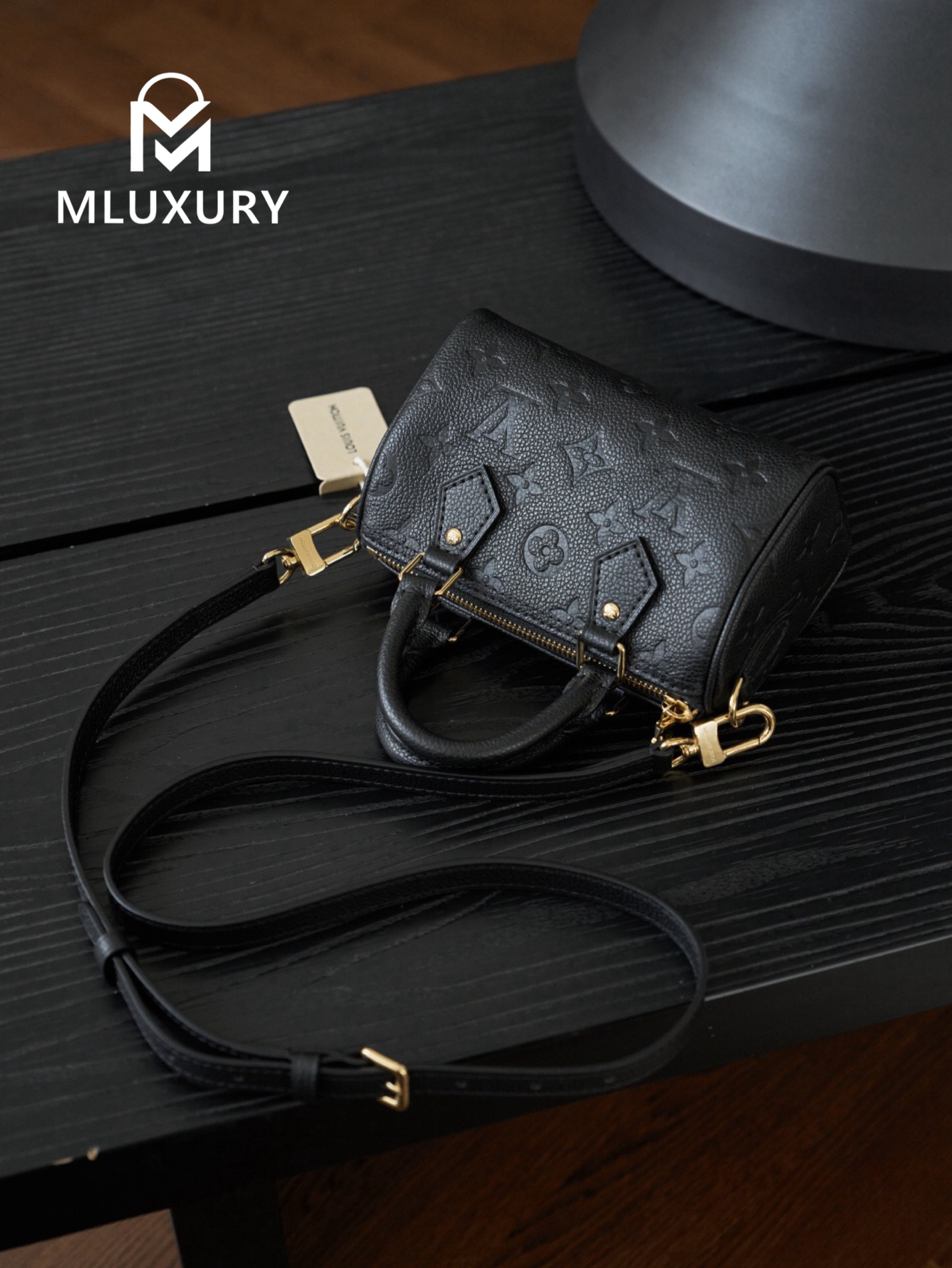 LOUIS VUITTON NANO SPEEDY Handbag, Black