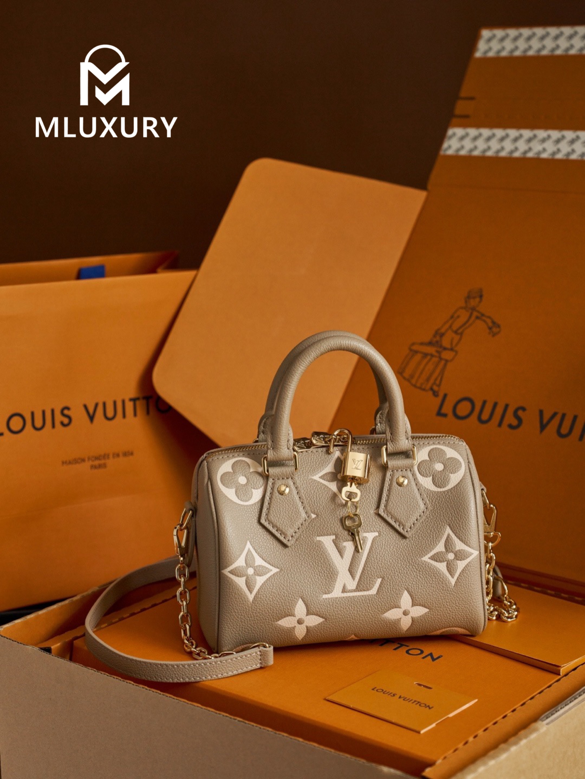 LOUIS VUITTON Speedy Bandoulière 20 Handbag, Elephant Grey