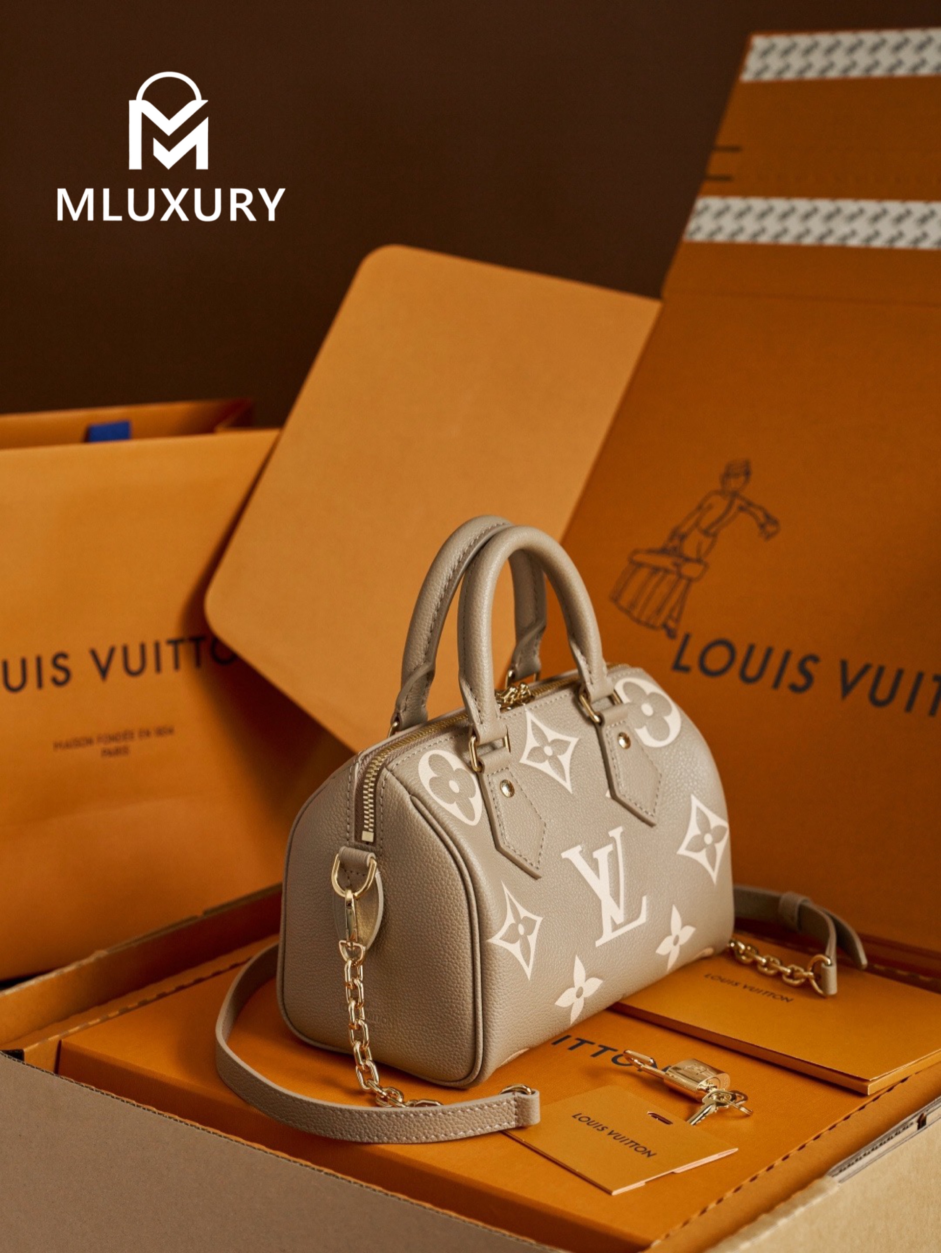 LOUIS VUITTON Speedy Bandoulière 20 Handbag, Elephant Grey