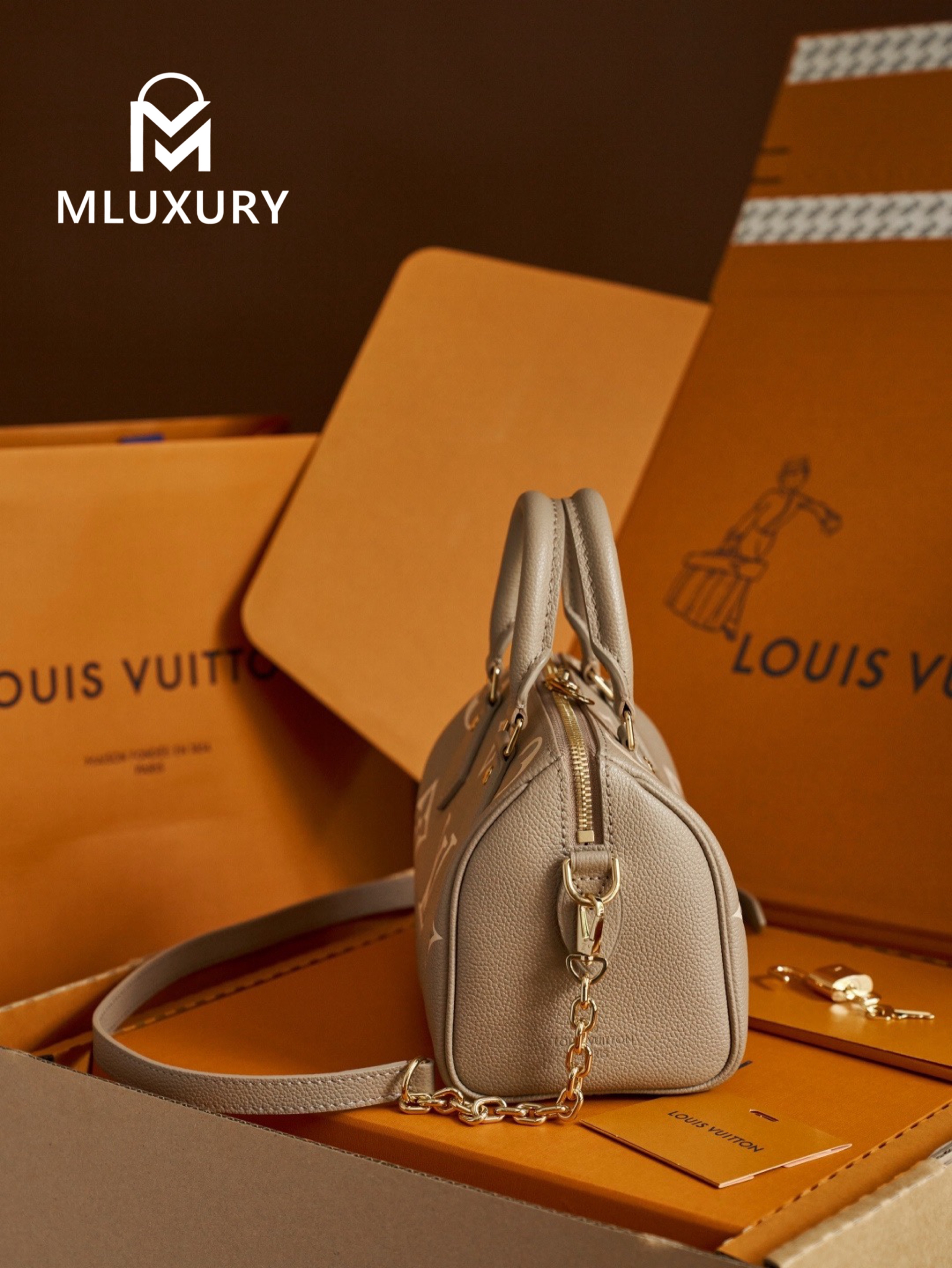 LOUIS VUITTON Speedy Bandoulière 20 Handbag, Elephant Grey