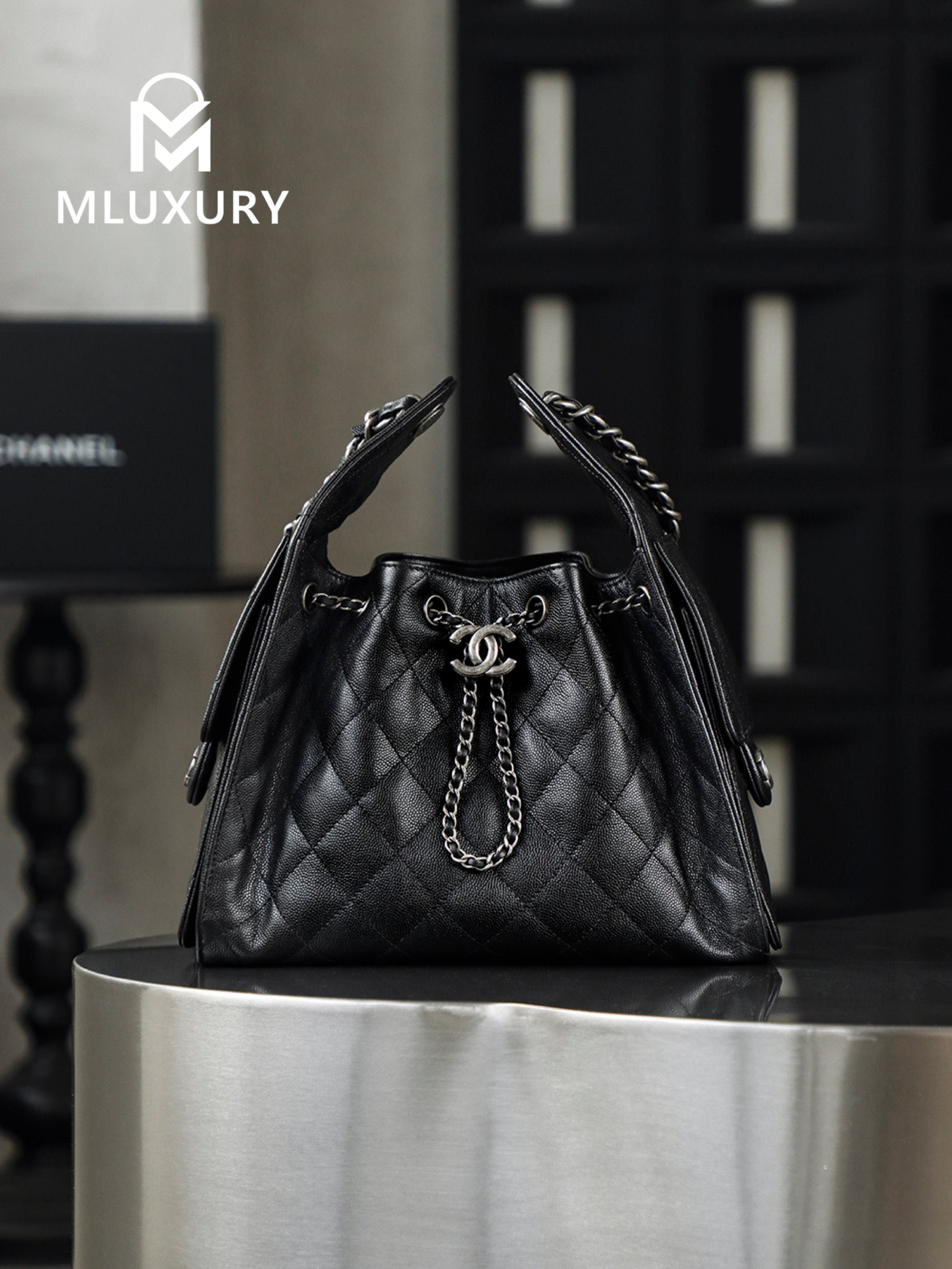 CHANEL 26C Early Spring New Color 25bag (Small), Black and Silver