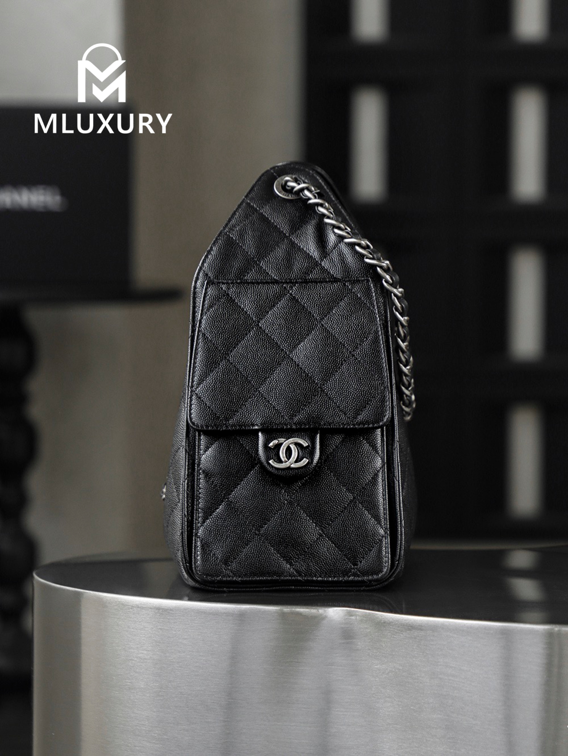CHANEL 26C Early Spring New Color 25bag (Small), Black and Silver