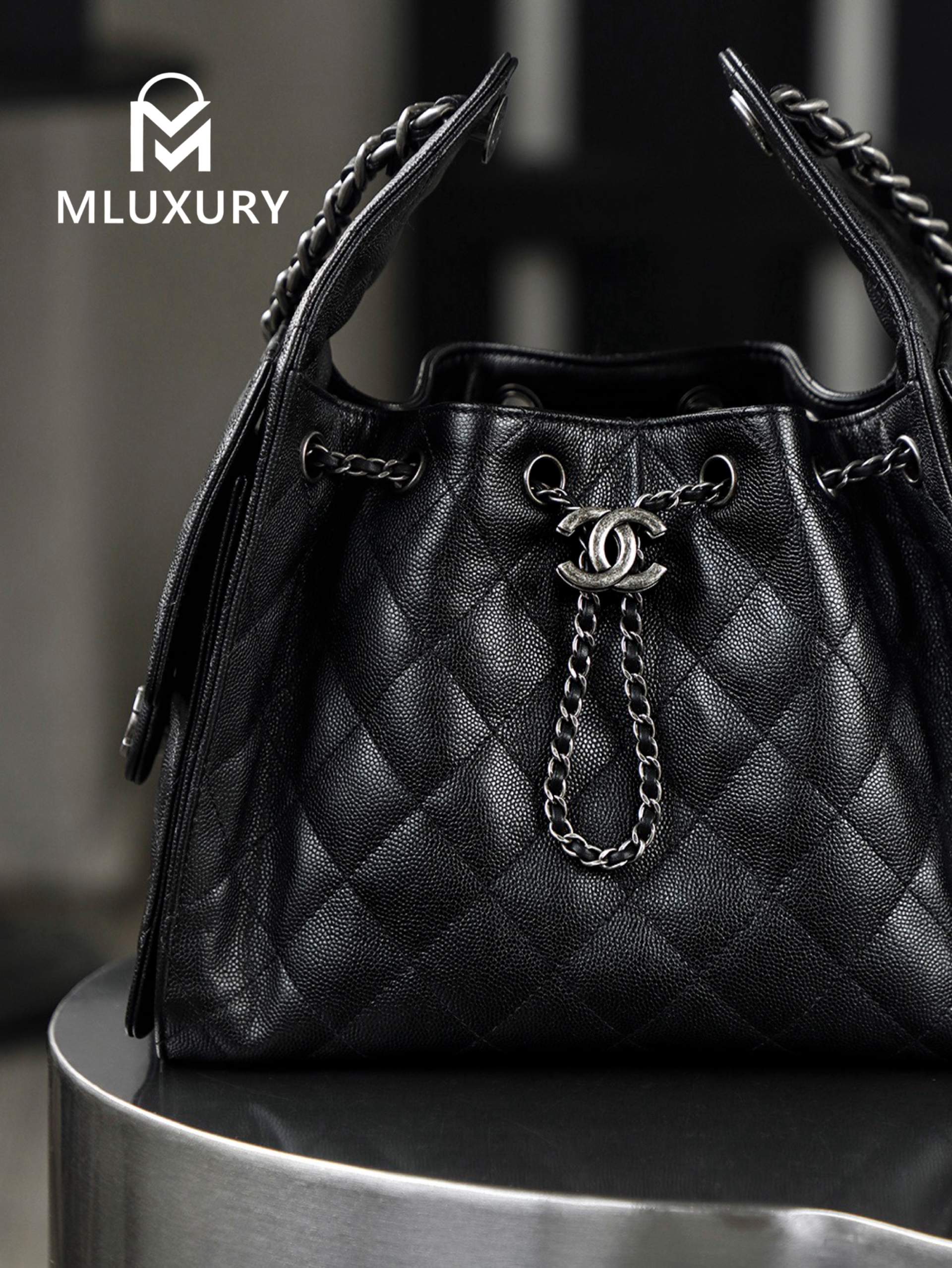 CHANEL 26C Early Spring New Color 25bag (Small), Black and Silver