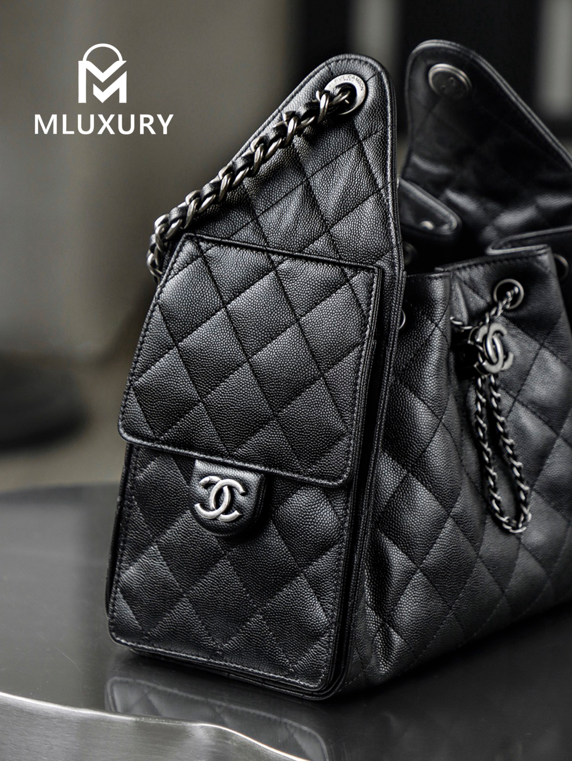 CHANEL 26C Early Spring New Color 25bag (Small), Black and Silver