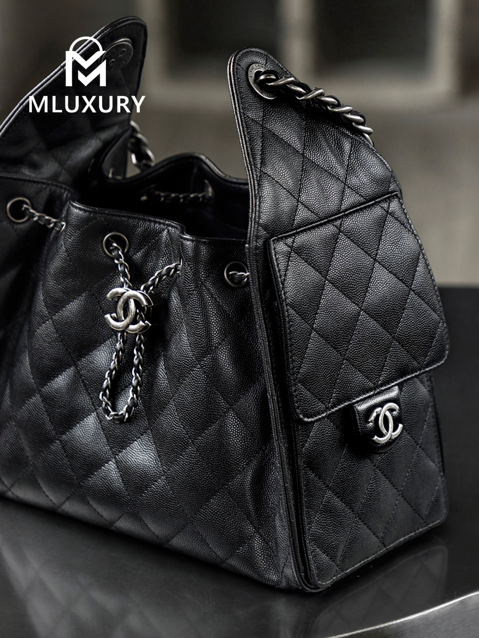 CHANEL 26C Early Spring New Color 25bag (Small), Black and Silver