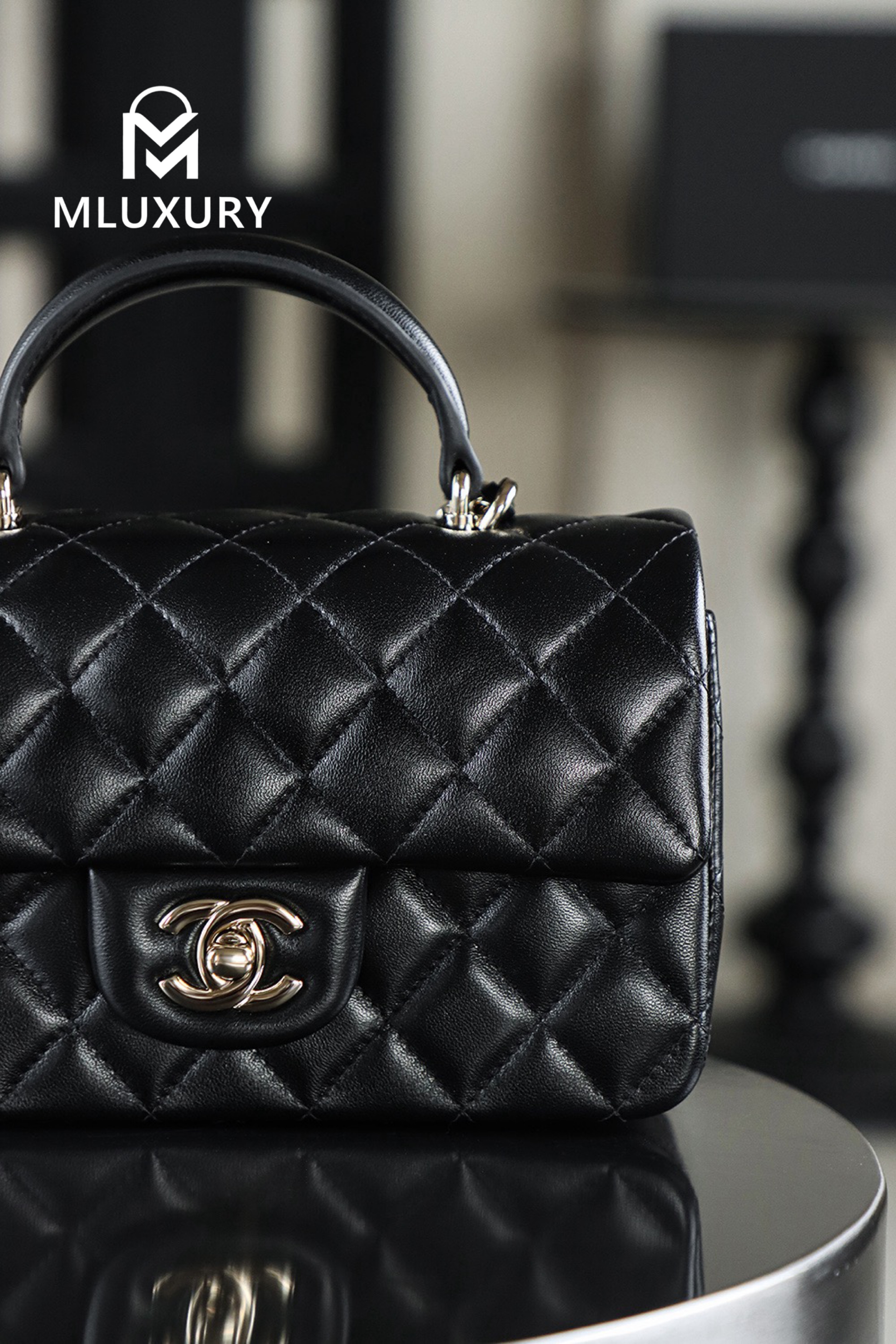 CHANEL CF Mini, Black & Gold, GR Genuine Lambskin