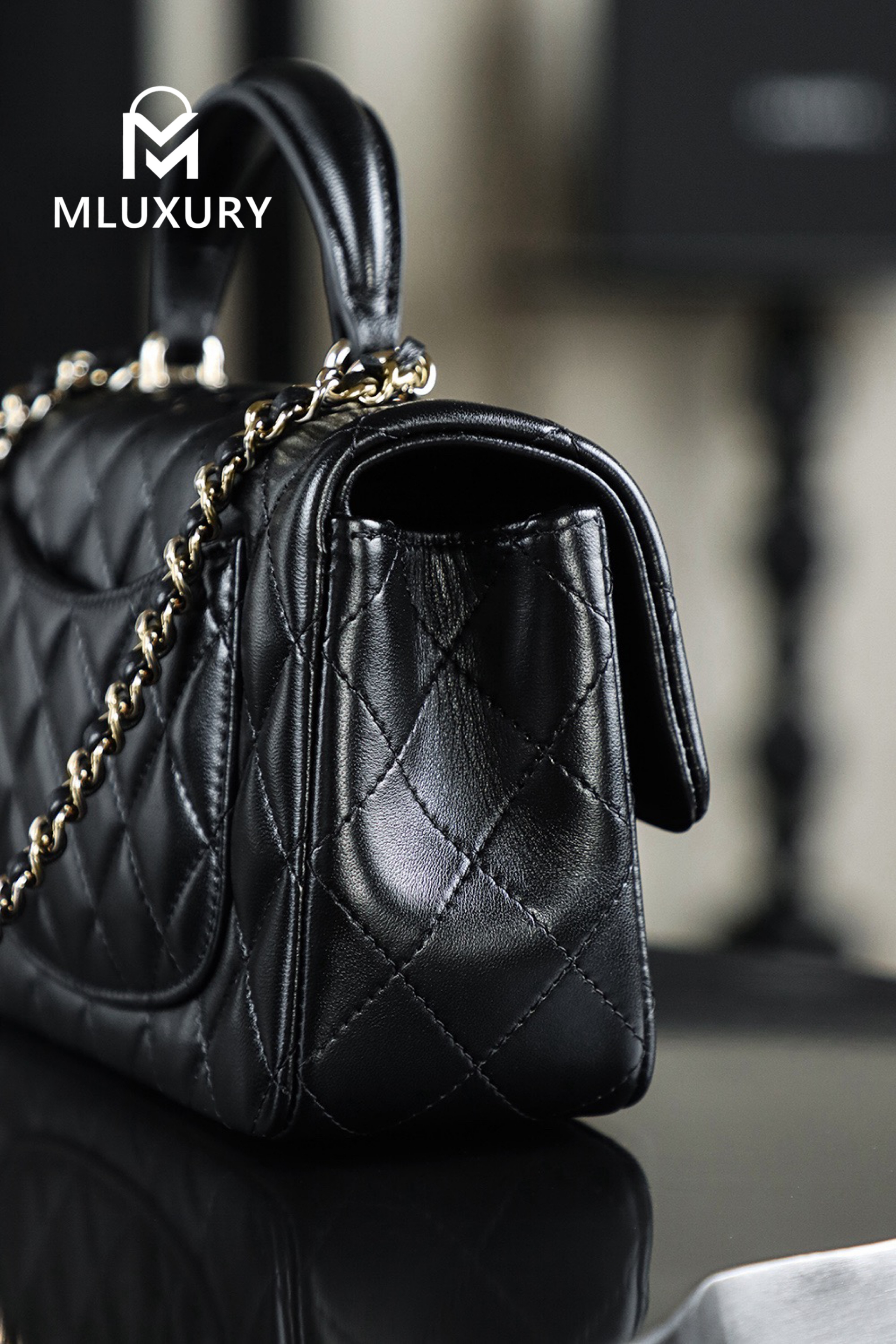 CHANEL CF Mini, Black & Gold, GR Genuine Lambskin