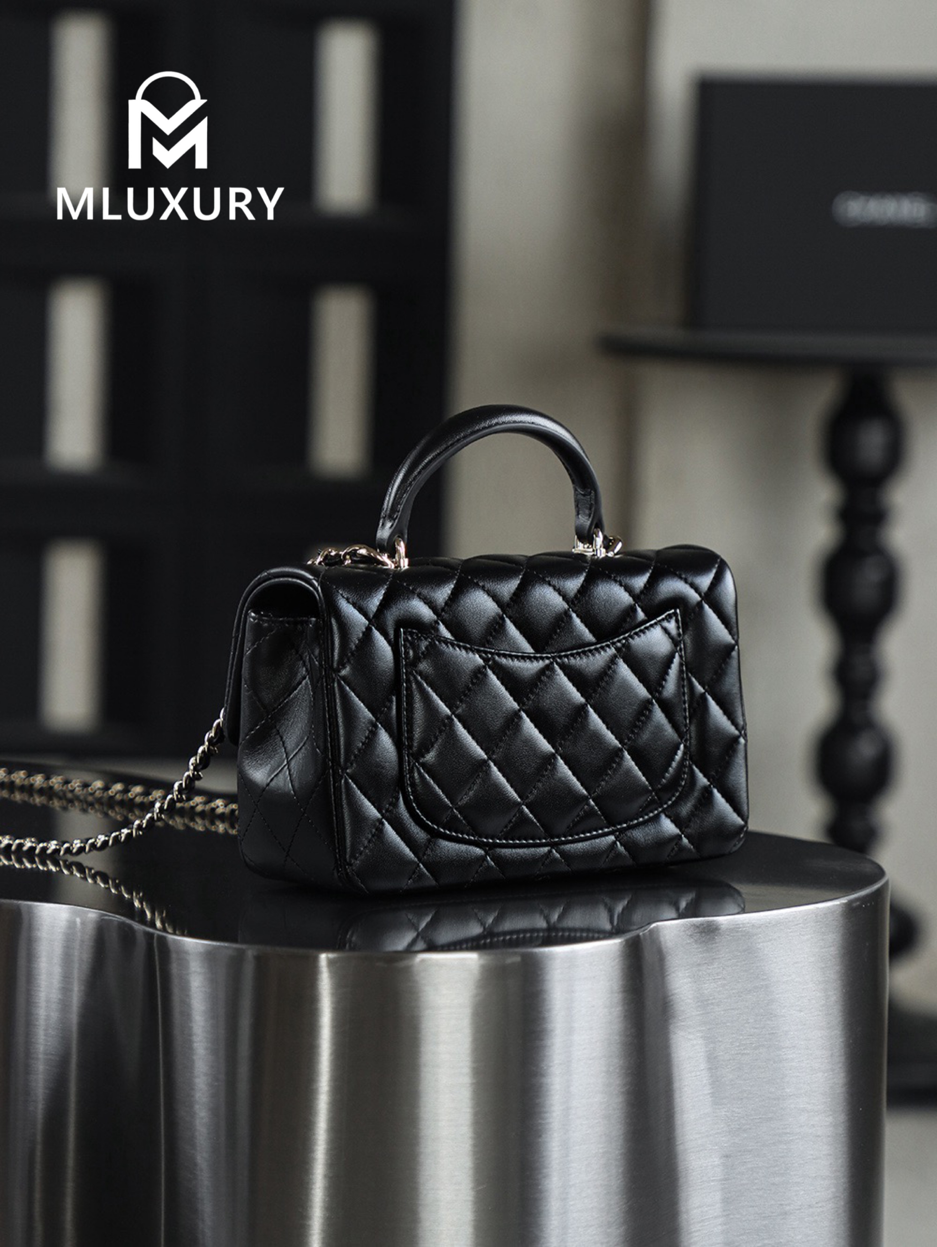 CHANEL CF Mini, Black & Gold, GR Genuine Lambskin