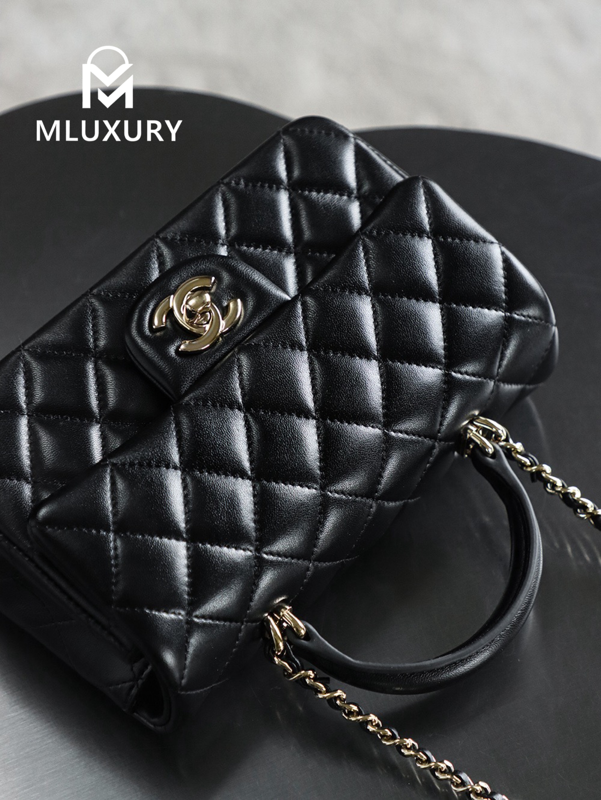 CHANEL CF Mini, Black & Gold, GR Genuine Lambskin