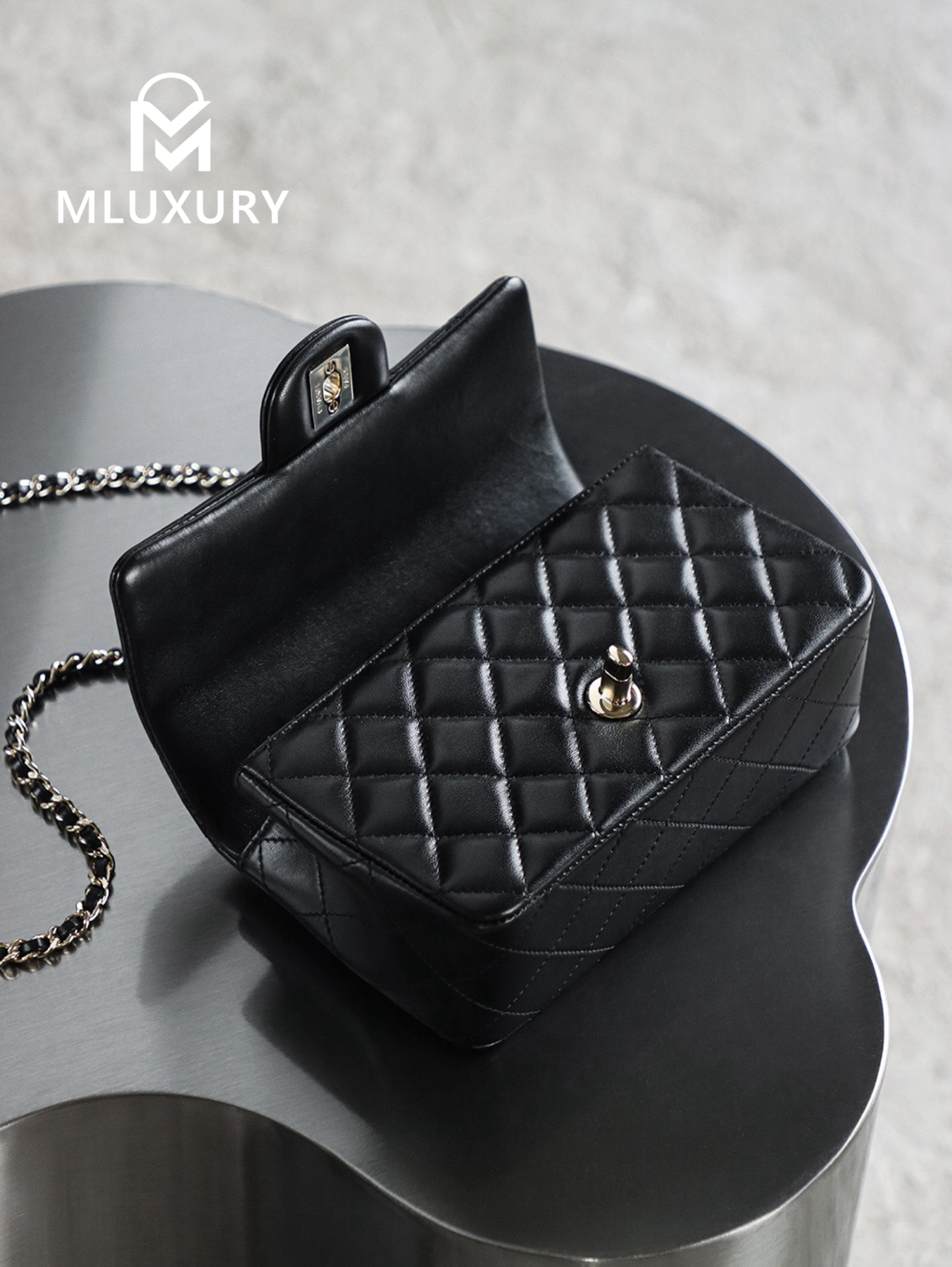 CHANEL CF Mini, Black & Gold, GR Genuine Lambskin