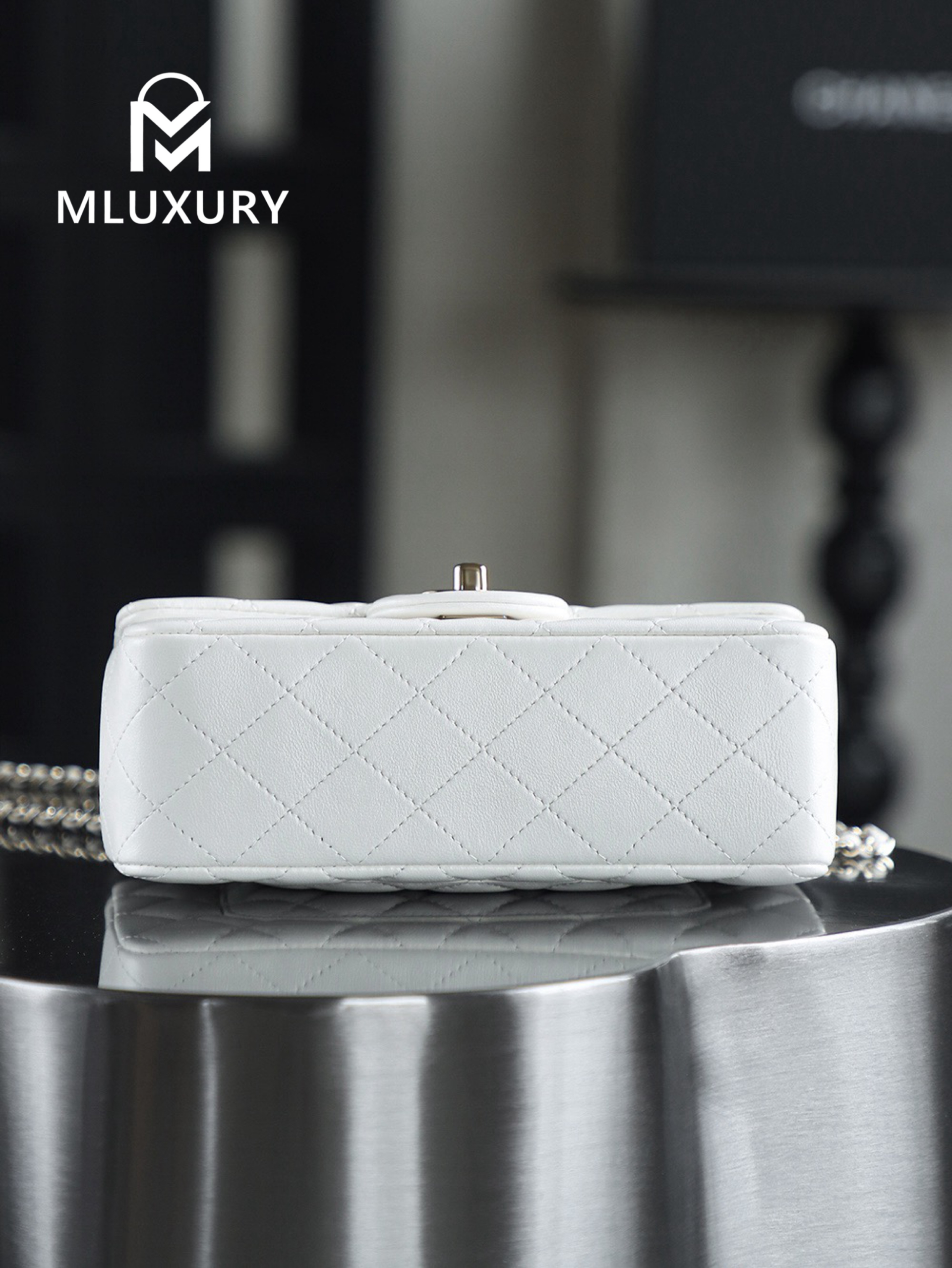 CHANEL CF Mini, White&Gold, GR Genuine Lambskin