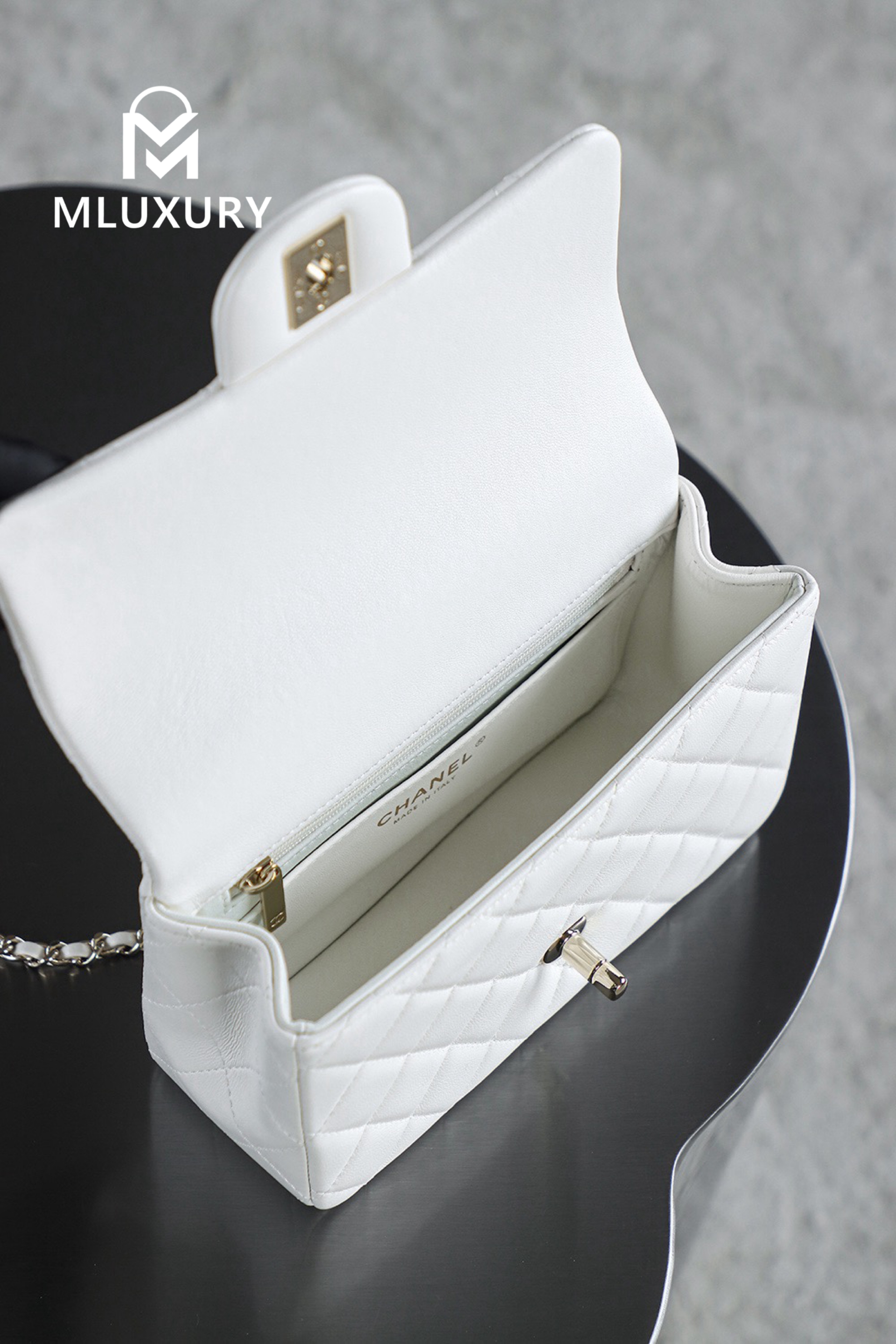 CHANEL CF Mini, White&Gold, GR Genuine Lambskin