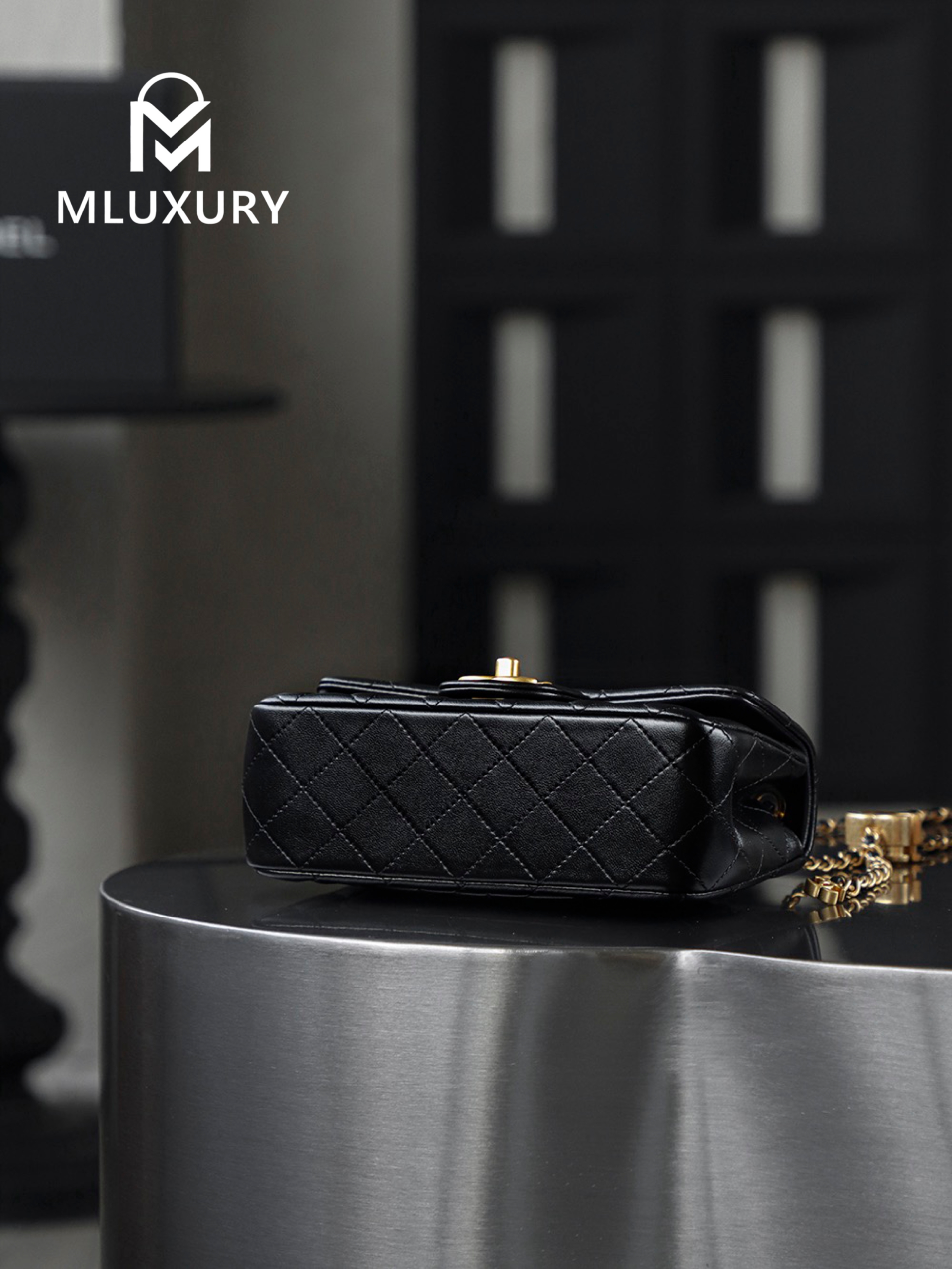 CHANEL 25B CF mini, Gaira lambskin, Black&Gold