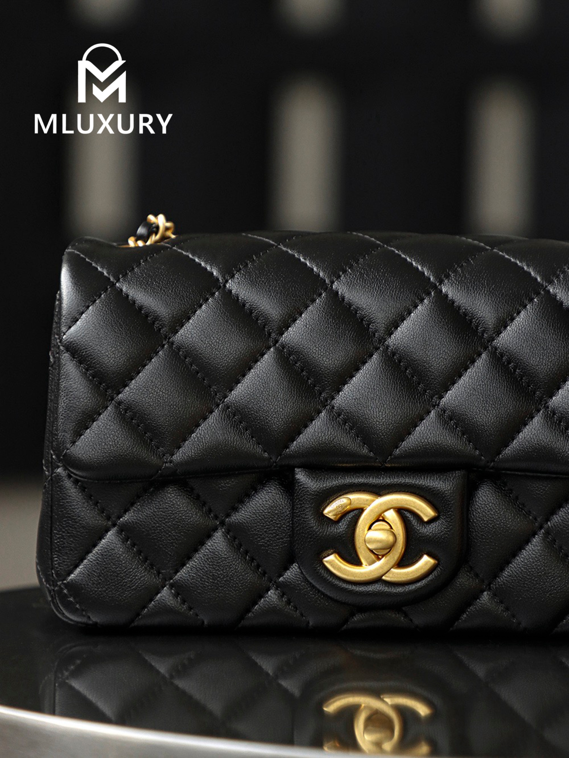 CHANEL 25B CF mini, Gaira lambskin, Black&Gold