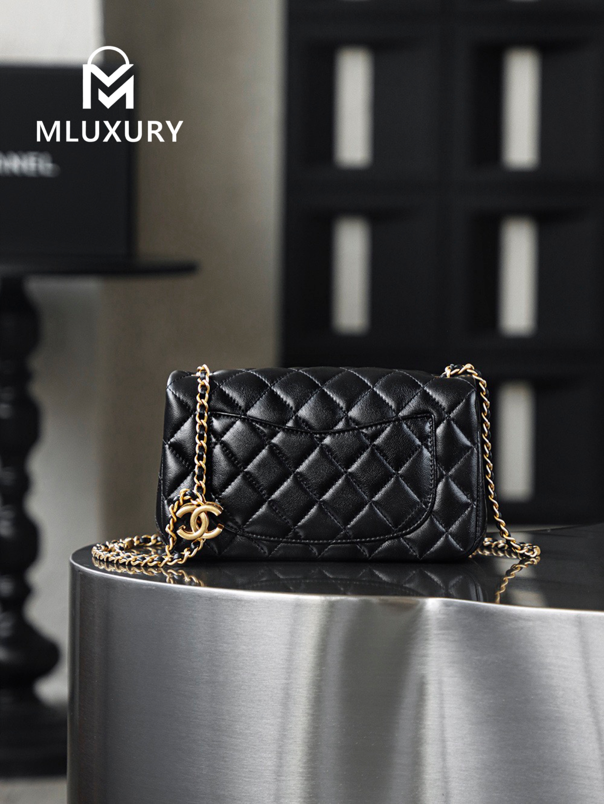 CHANEL 25B CF mini, Gaira lambskin, Black&Gold