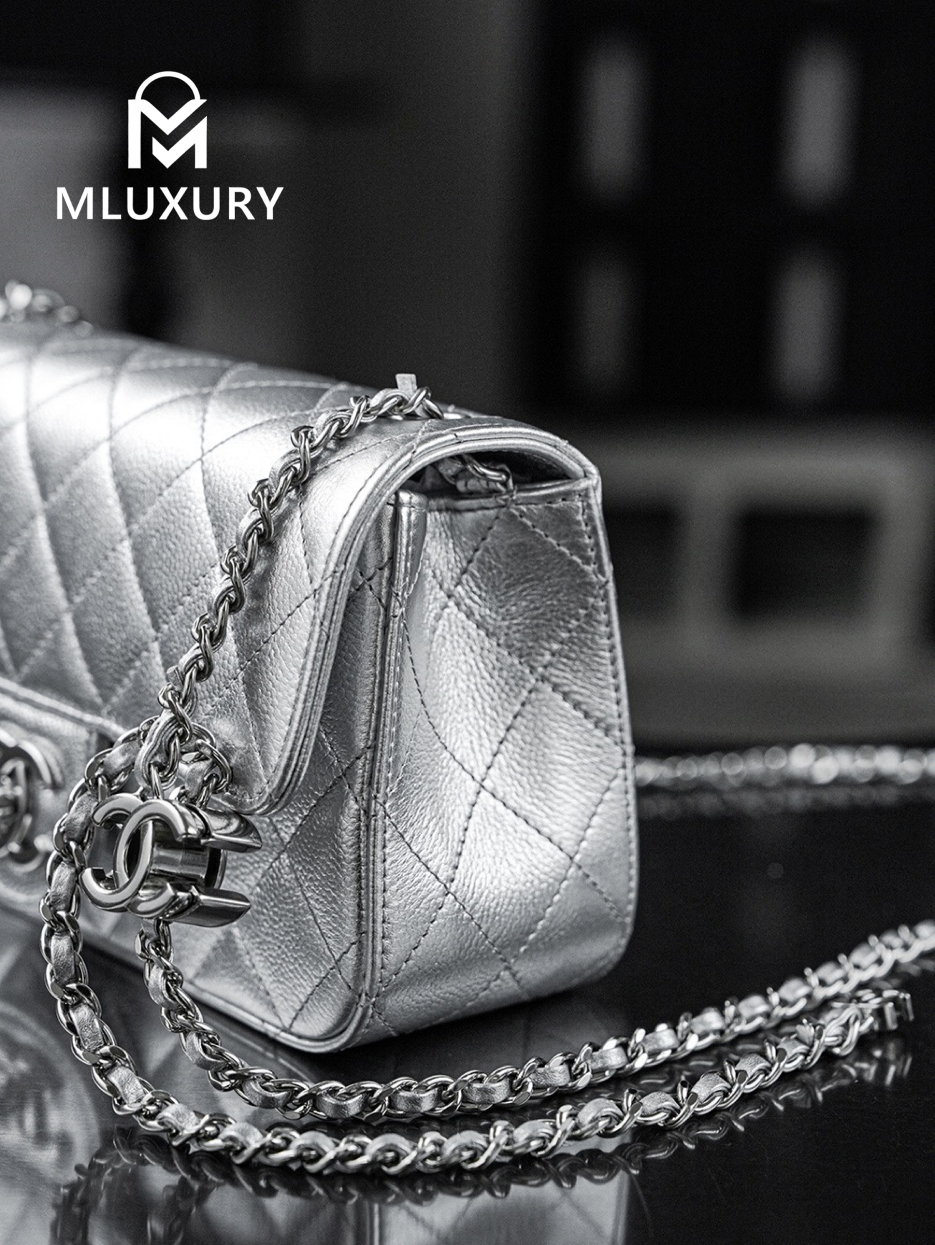 CHANEL 25B CF mini, Gaira lambskin, silver