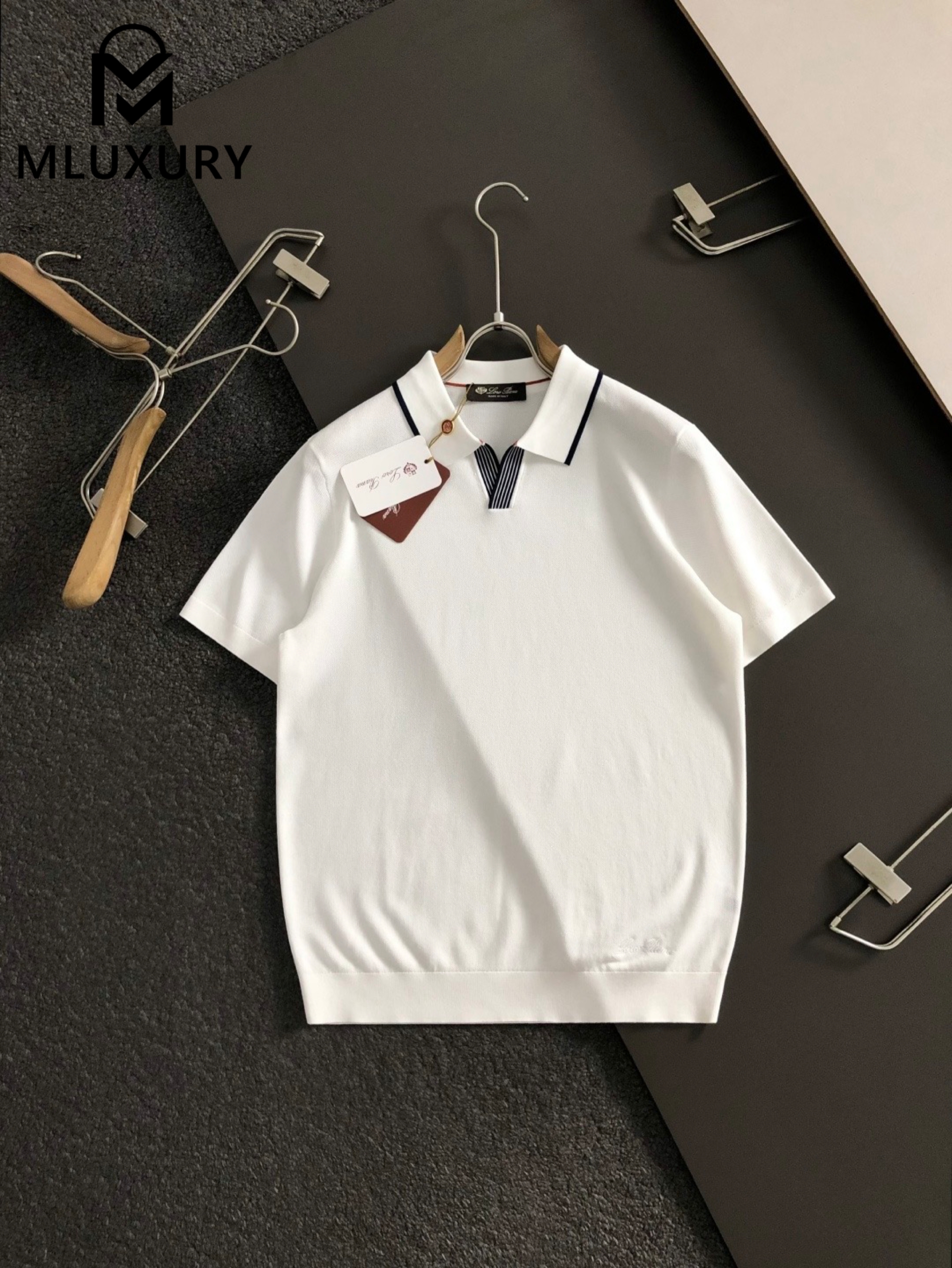 LORO PIANA Seagull collar short-sleeved shirt, white