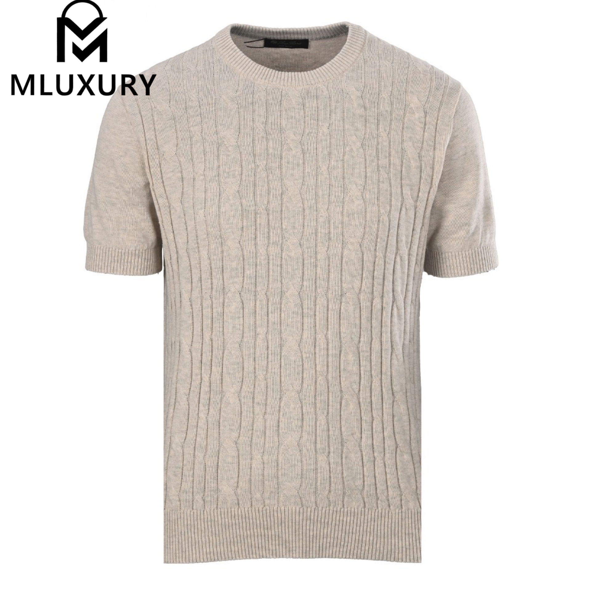 LORO PIANA Striped cable knit short-sleeved top