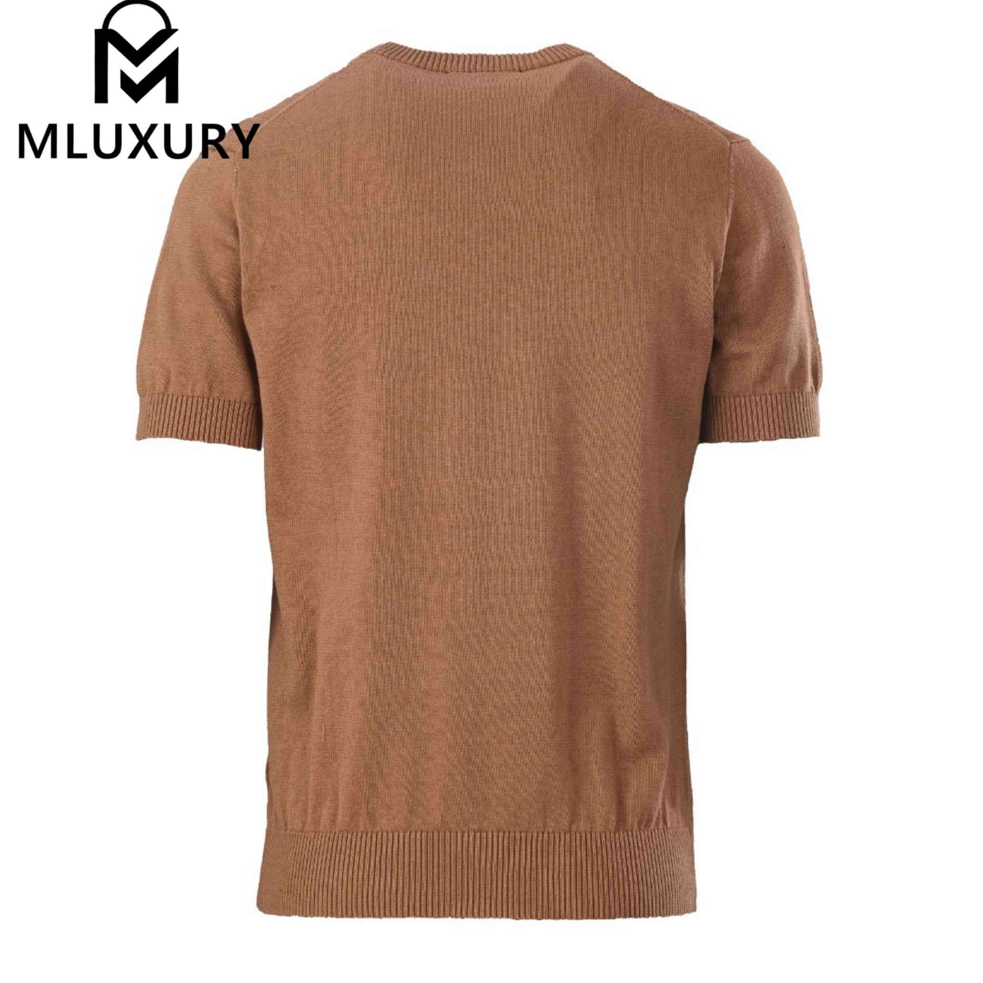 LORO PIANA Striped cable knit short-sleeved shirt, brown