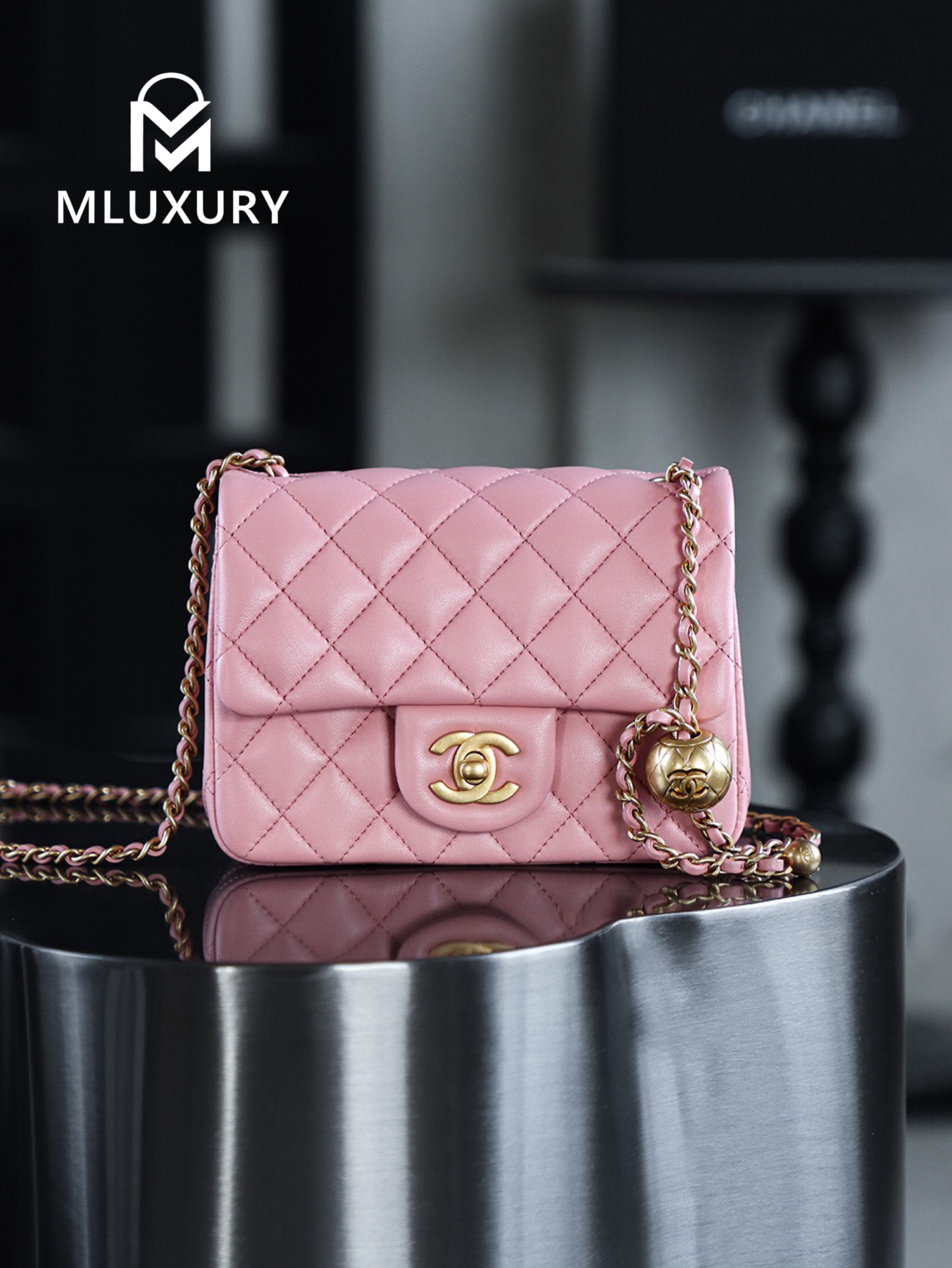 CHANEL Mini Flap Bag Pearl Crush, Pink&Gold